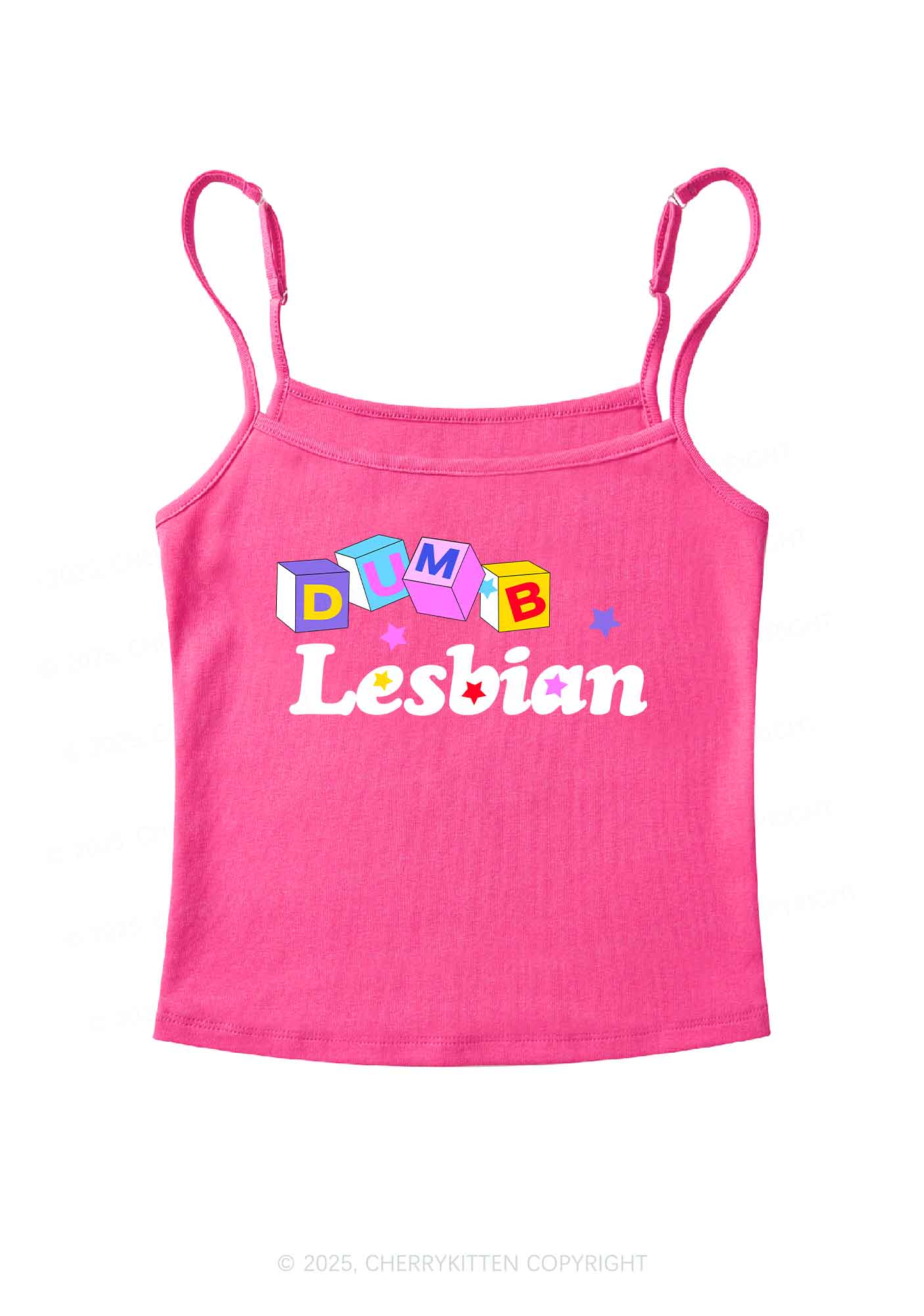 Dumb Lesbian Pride Y2K Spaghetti Strap Cami Cherrykitten