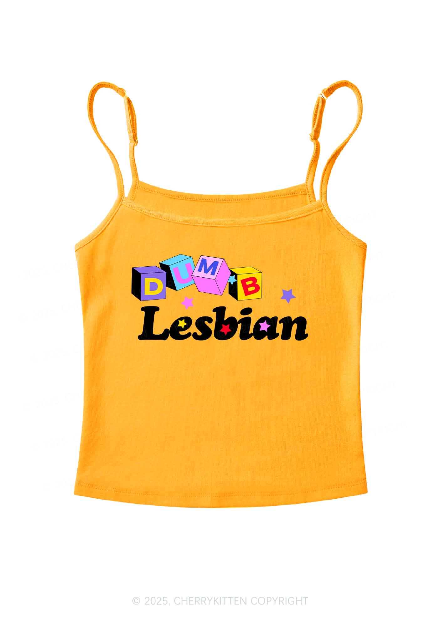 Dumb Lesbian Pride Y2K Spaghetti Strap Cami Cherrykitten