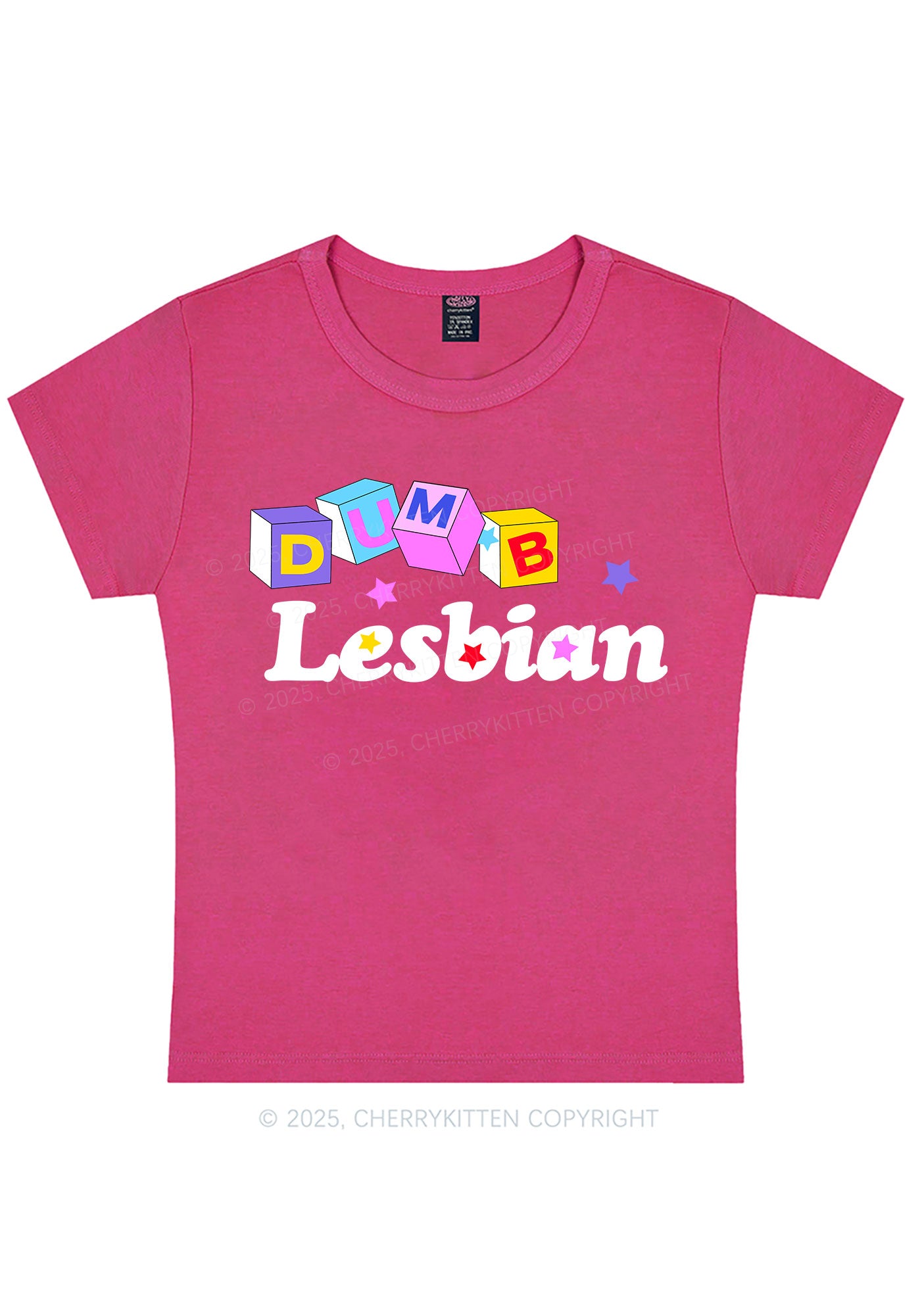 Dumb Lesbian Pride Y2K Baby Tee Cherrykitten