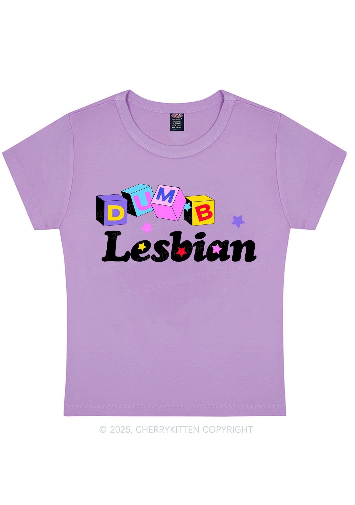Dumb Lesbian Pride Y2K Baby Tee Cherrykitten
