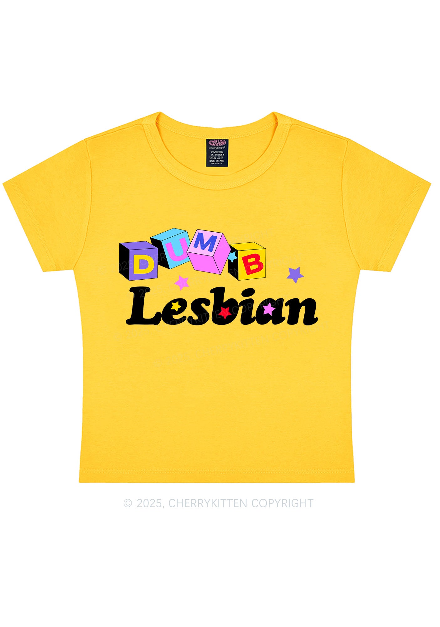 Dumb Lesbian Pride Y2K Baby Tee Cherrykitten