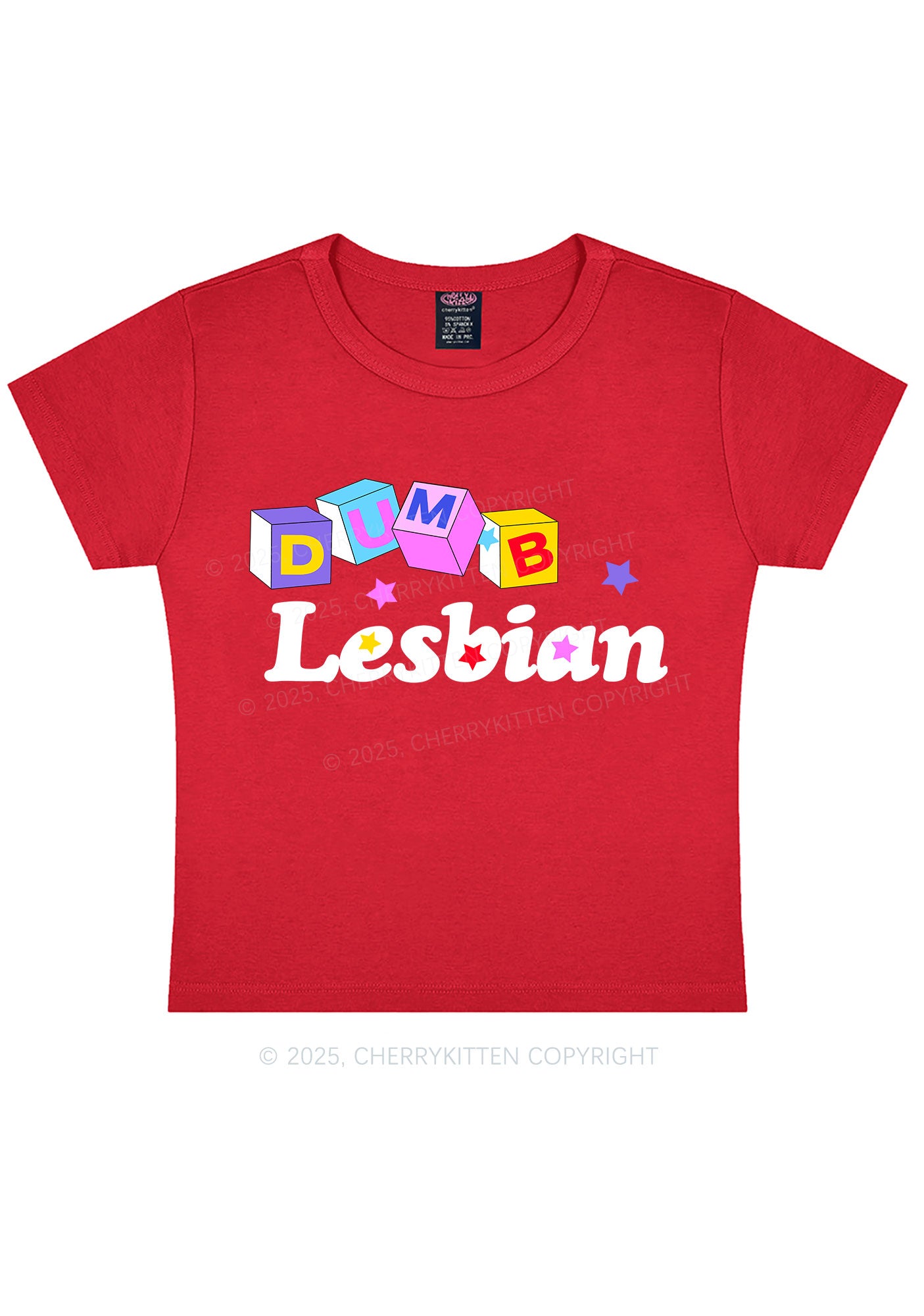 Dumb Lesbian Pride Y2K Baby Tee Cherrykitten