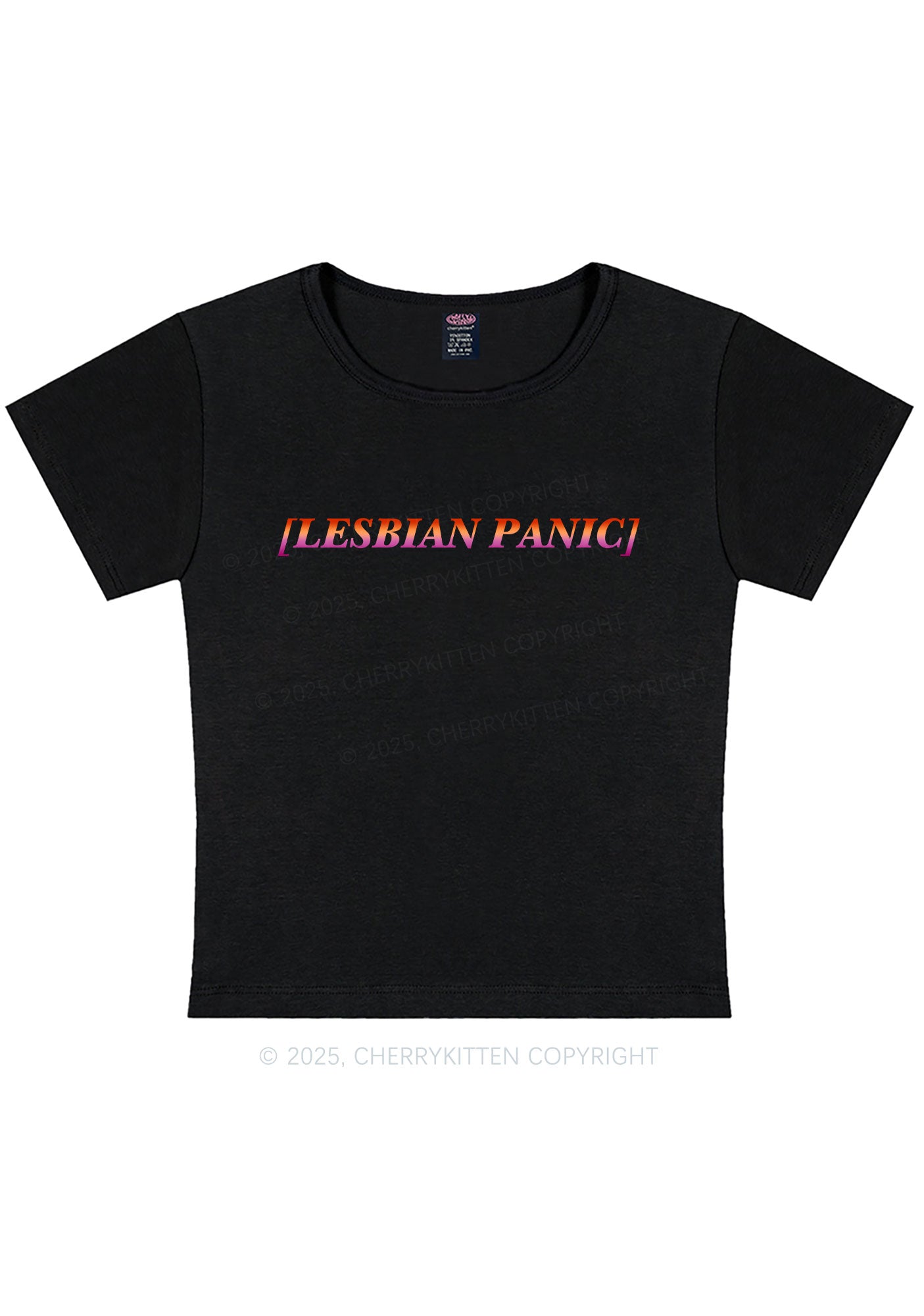 Lesbian Panic Pride Y2K Baby Tee Cherrykitten
