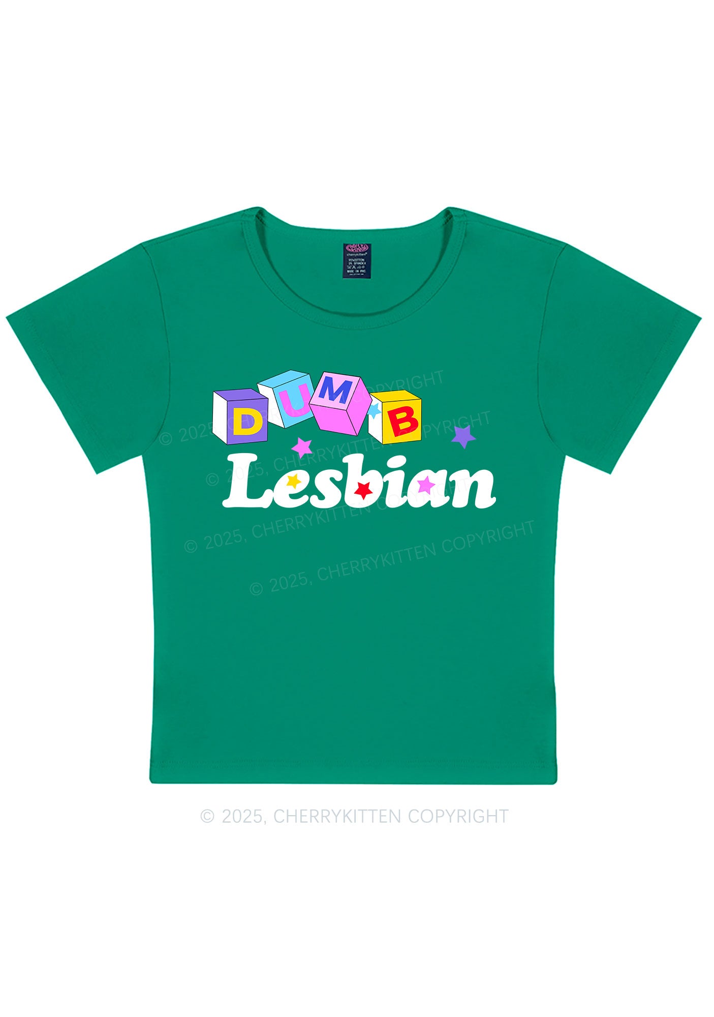 Dumb Lesbian Pride Y2K Baby Tee Cherrykitten