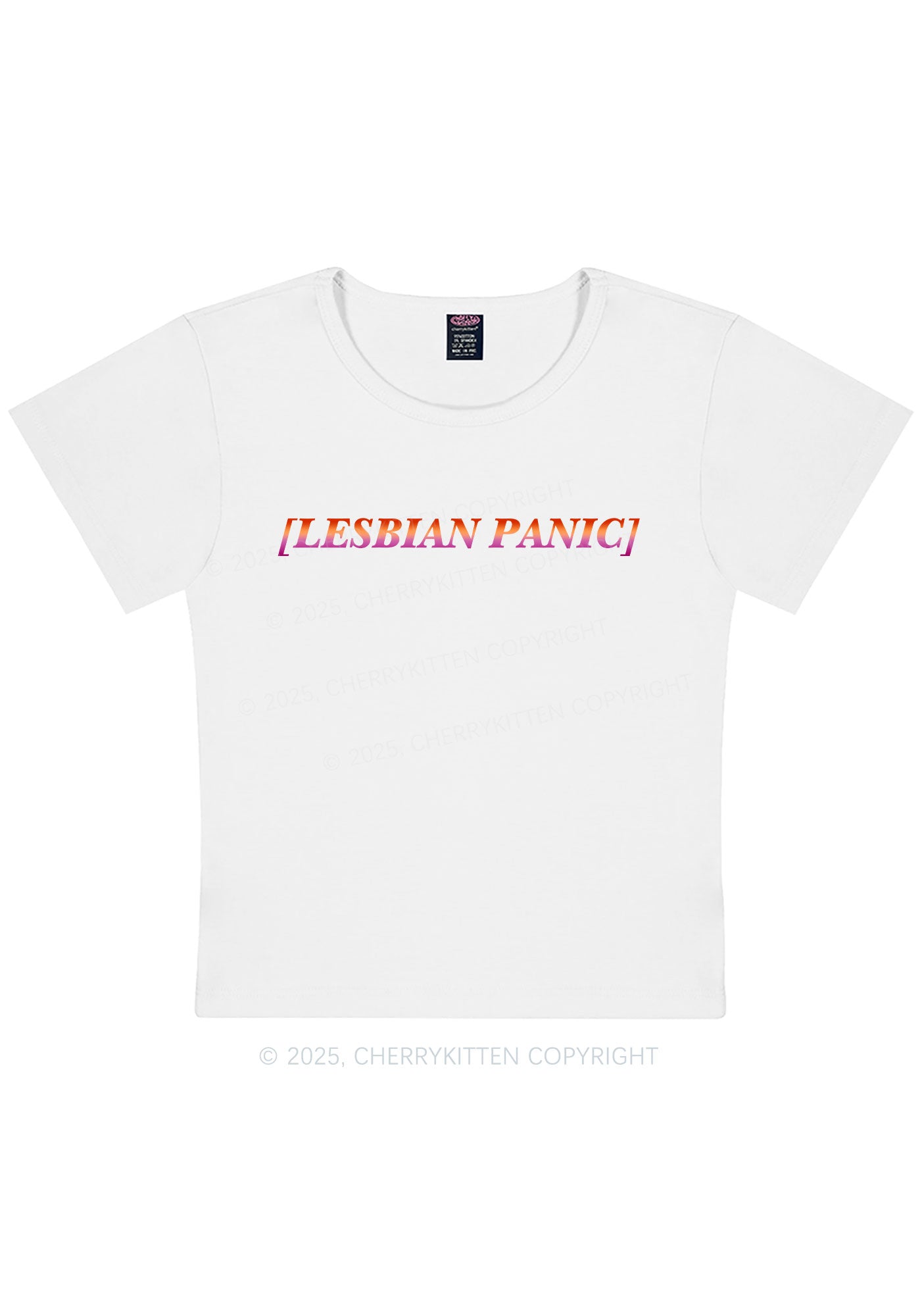 Lesbian Panic Pride Y2K Baby Tee Cherrykitten