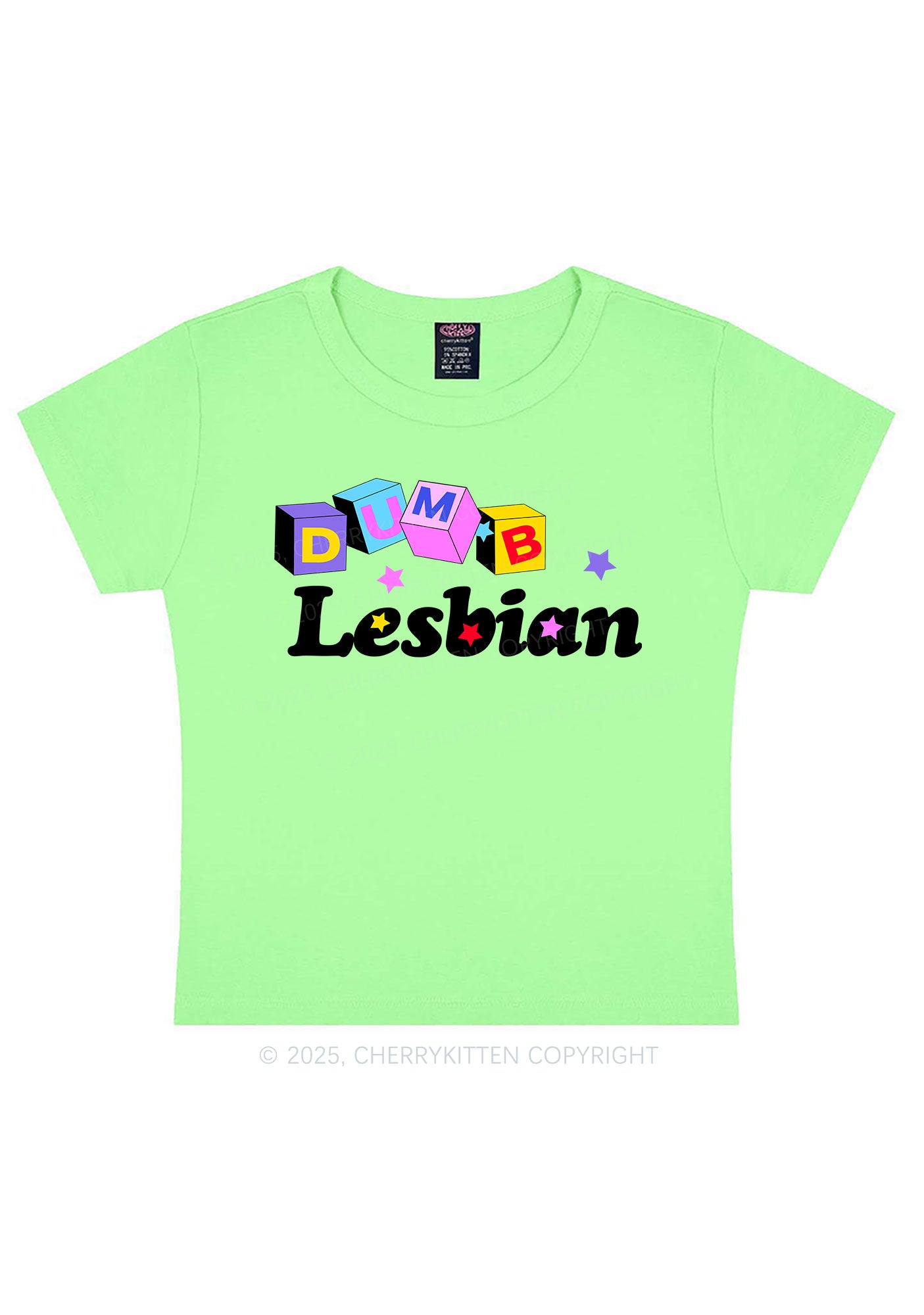 Dumb Lesbian Pride Y2K Baby Tee Cherrykitten