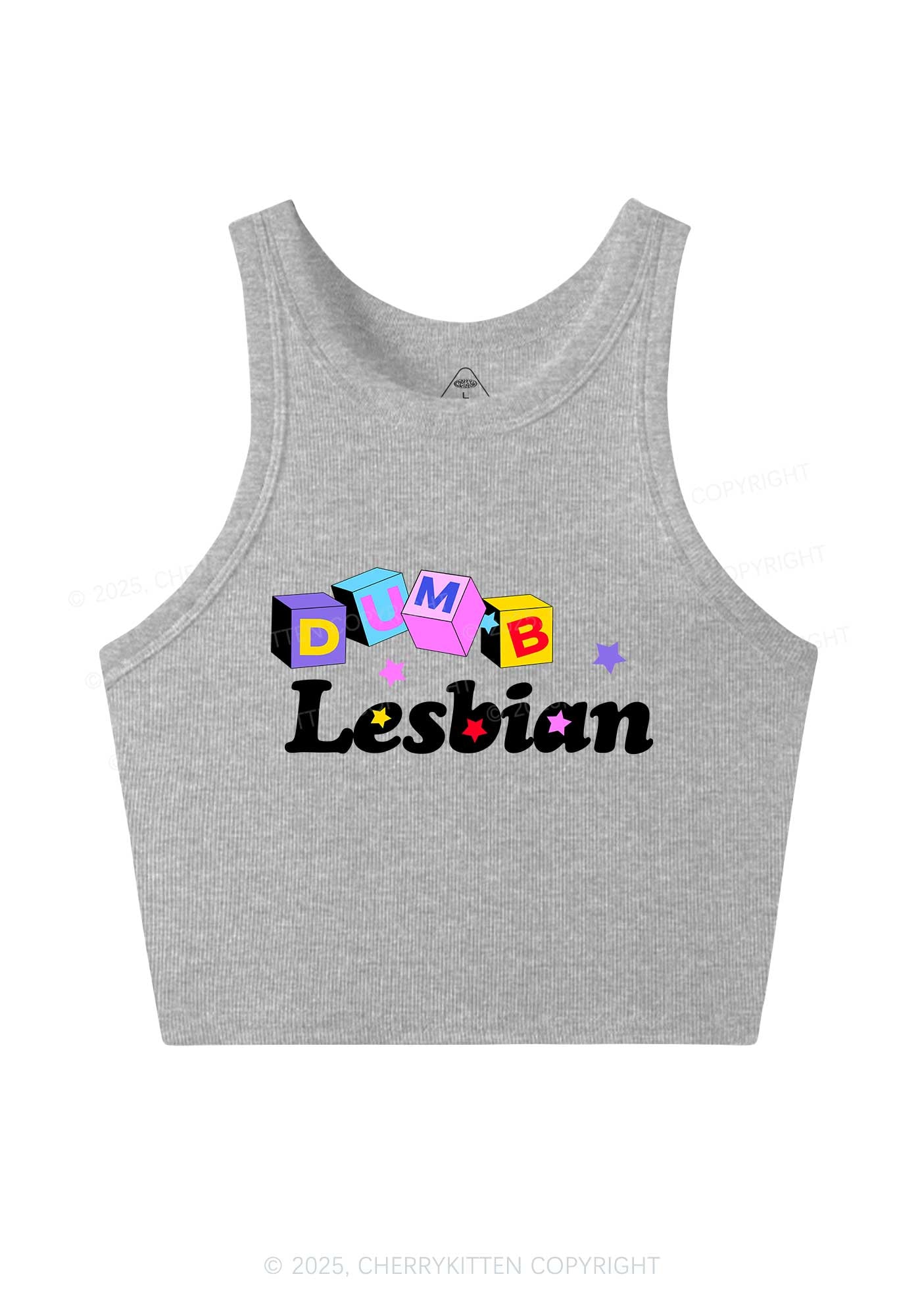 Dumb Lesbian Pride Y2K Crop Tank Top Cherrykitten