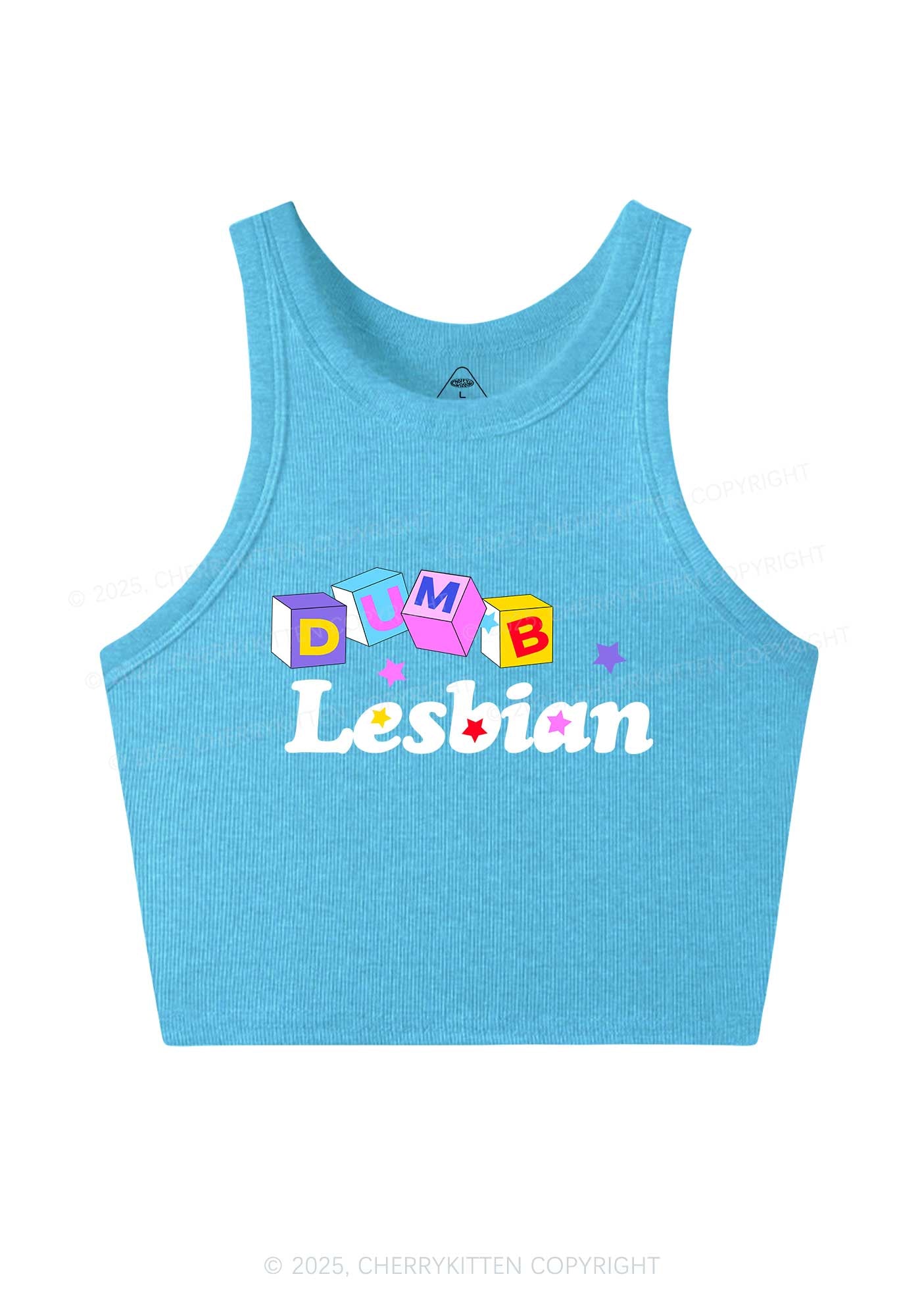 Dumb Lesbian Pride Y2K Crop Tank Top Cherrykitten