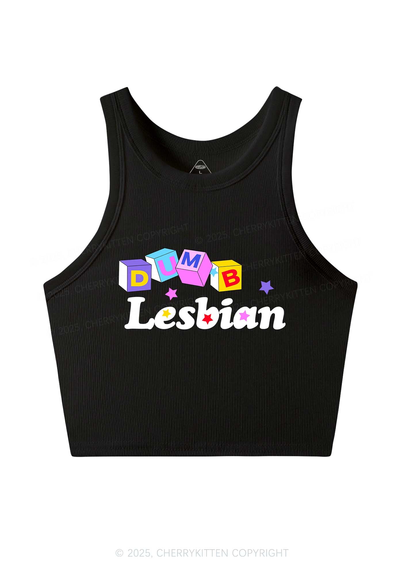 Dumb Lesbian Pride Y2K Crop Tank Top Cherrykitten