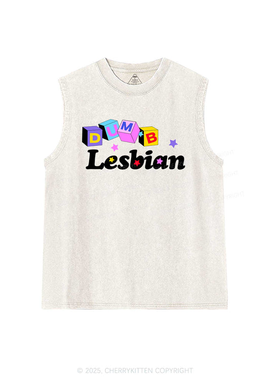 Dumb Lesbian Pride Y2K Washed Muscle Tank Cherrykitten