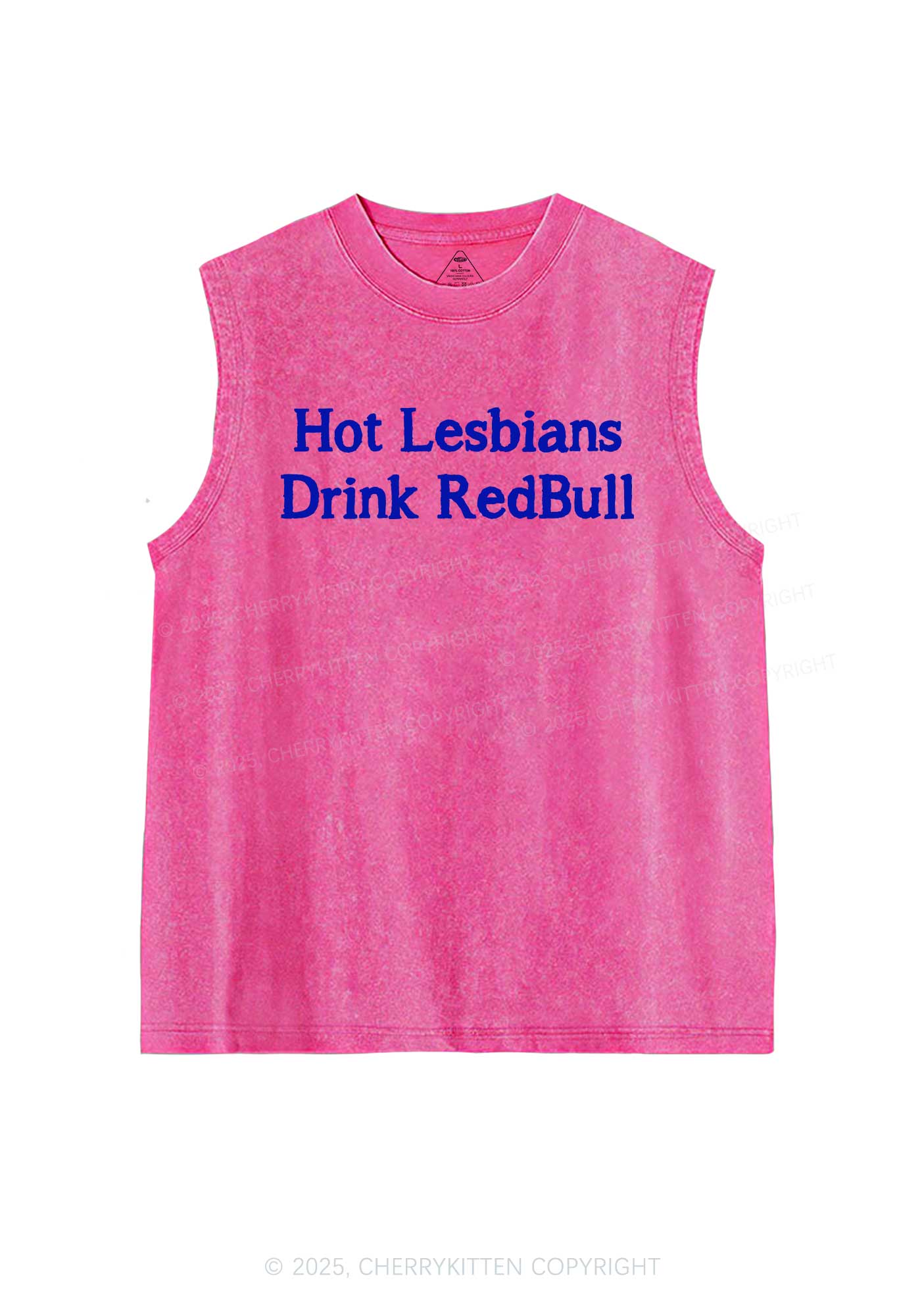 Hot Lesbians Drink RedBull Pride Y2K Washed Muscle Tank Cherrykitten