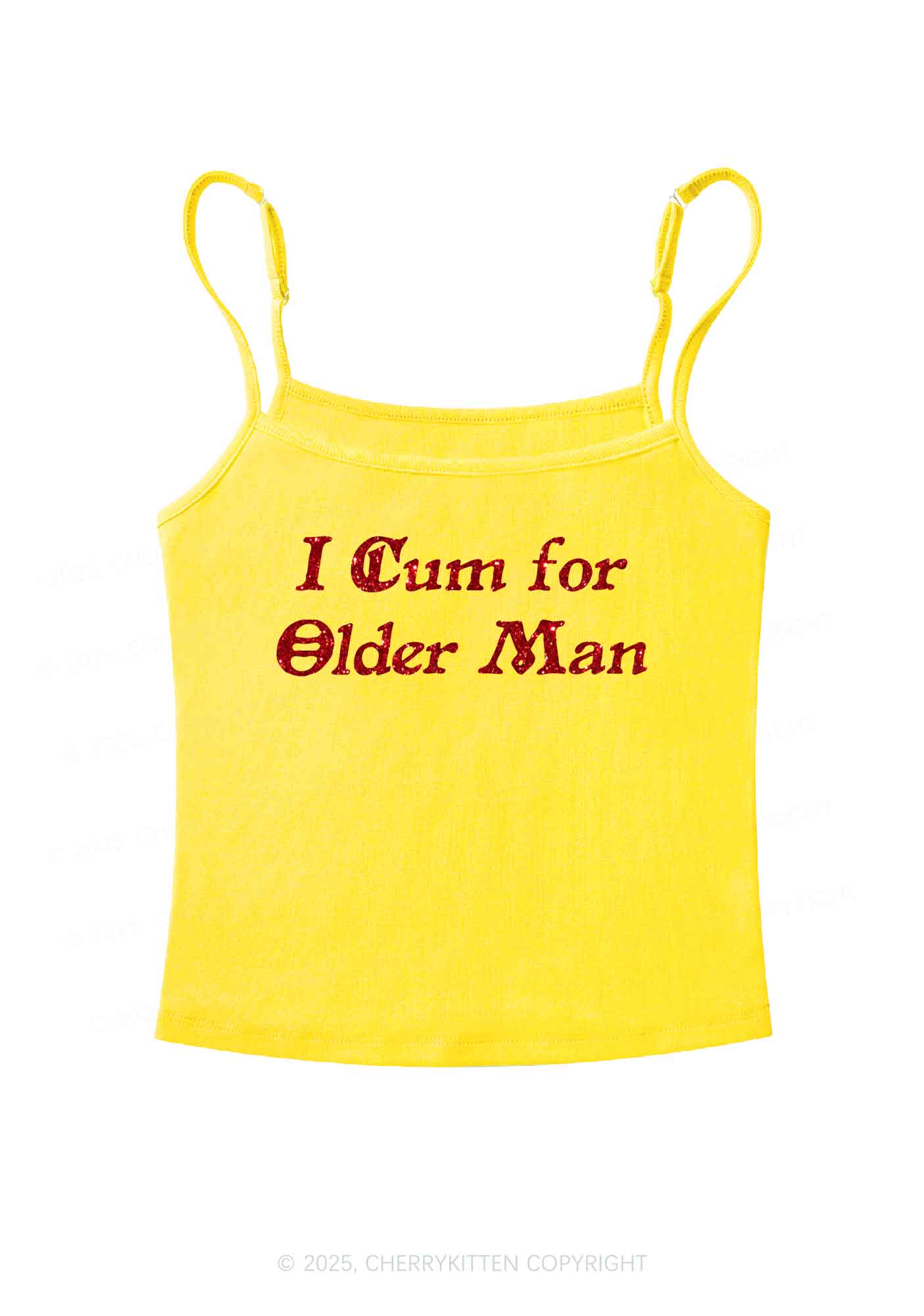 Glitter Come For Older Men Y2K Spaghetti Strap Cami Cherrykitten