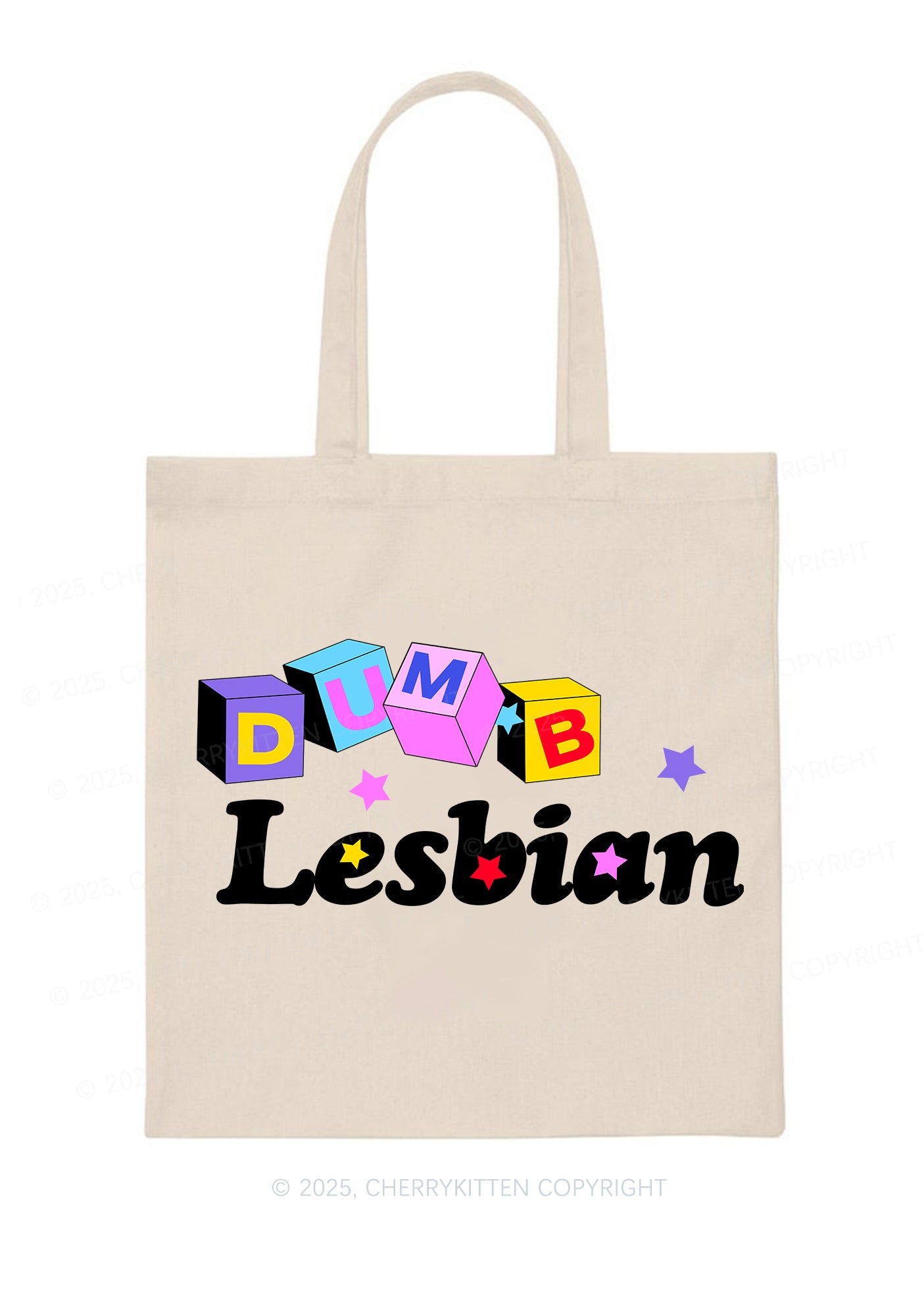 Dumb Lesbian Pride Y2K Canvas Tote Bag Cherrykitten