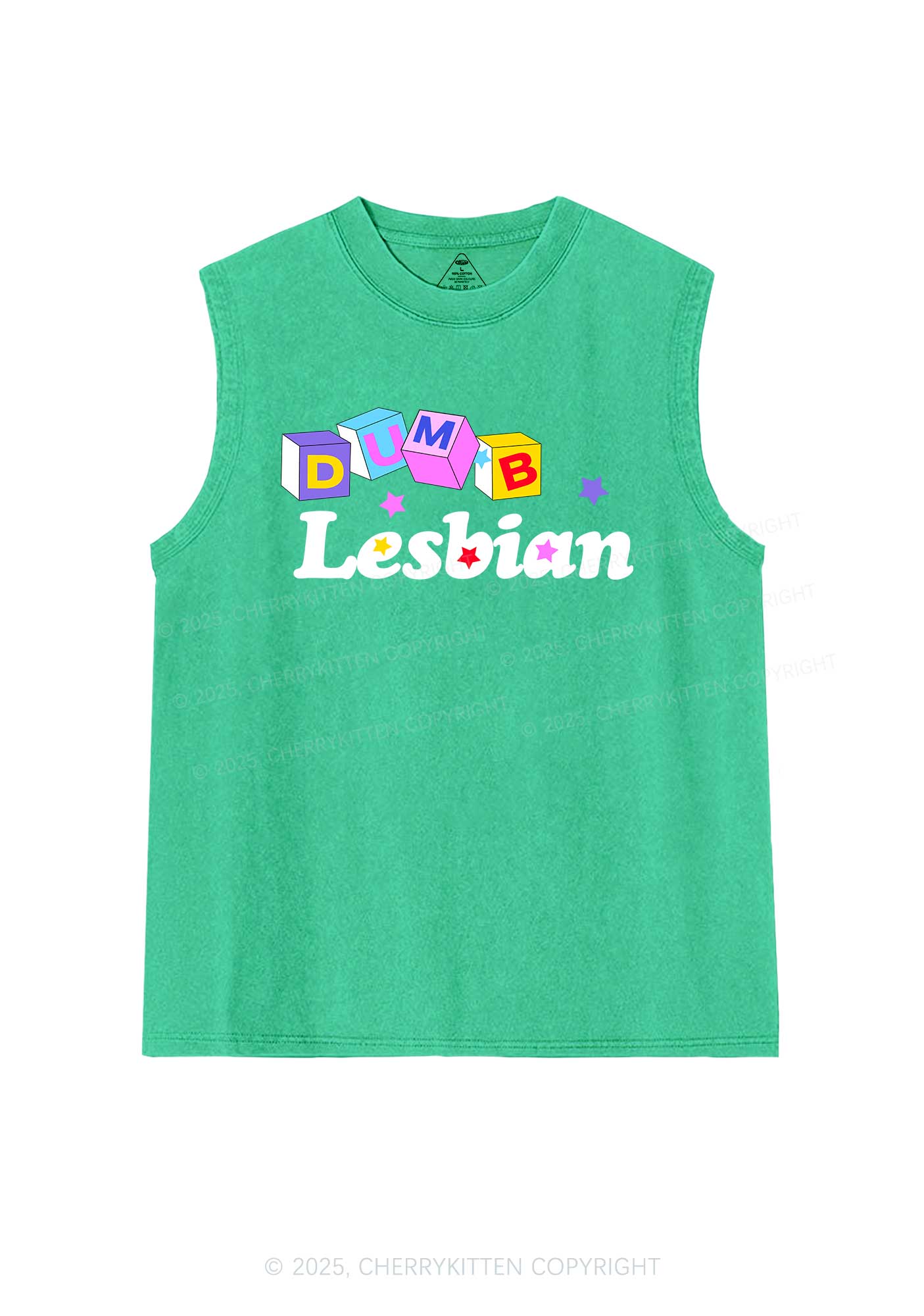 Dumb Lesbian Pride Y2K Washed Muscle Tank Cherrykitten