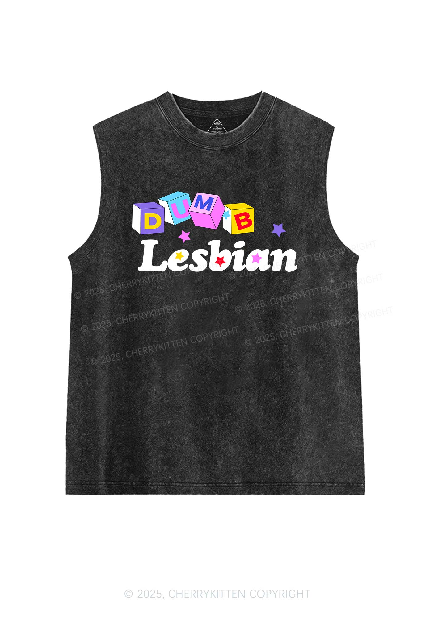 Dumb Lesbian Pride Y2K Washed Muscle Tank Cherrykitten