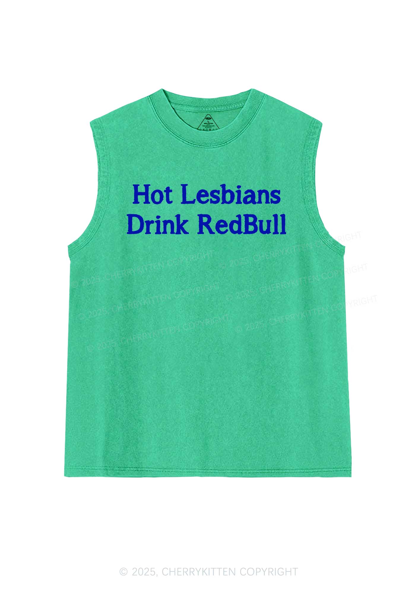 Hot Lesbians Drink RedBull Pride Y2K Washed Muscle Tank Cherrykitten
