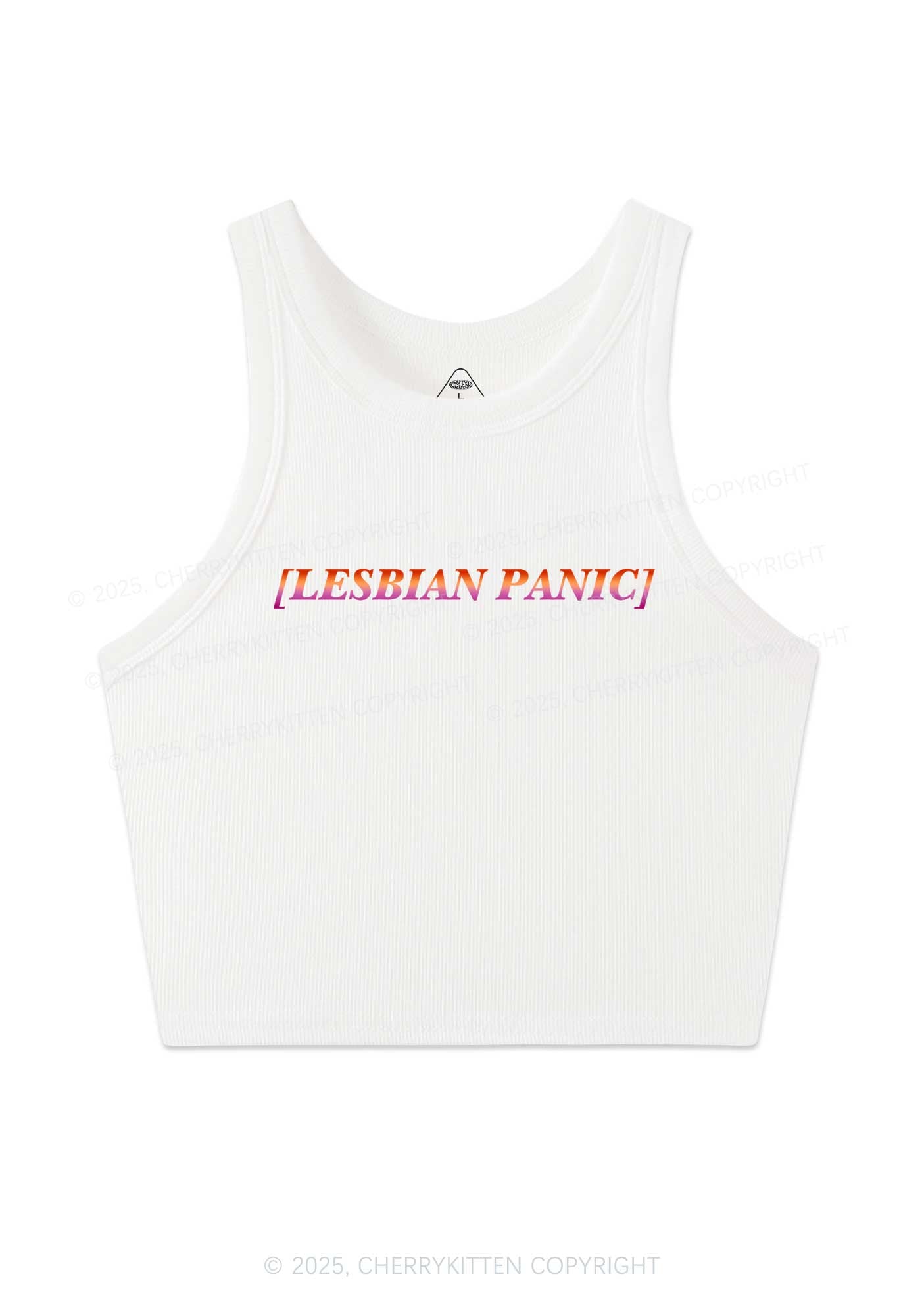 Lesbian Panic Pride Y2K Crop Tank Top Cherrykitten