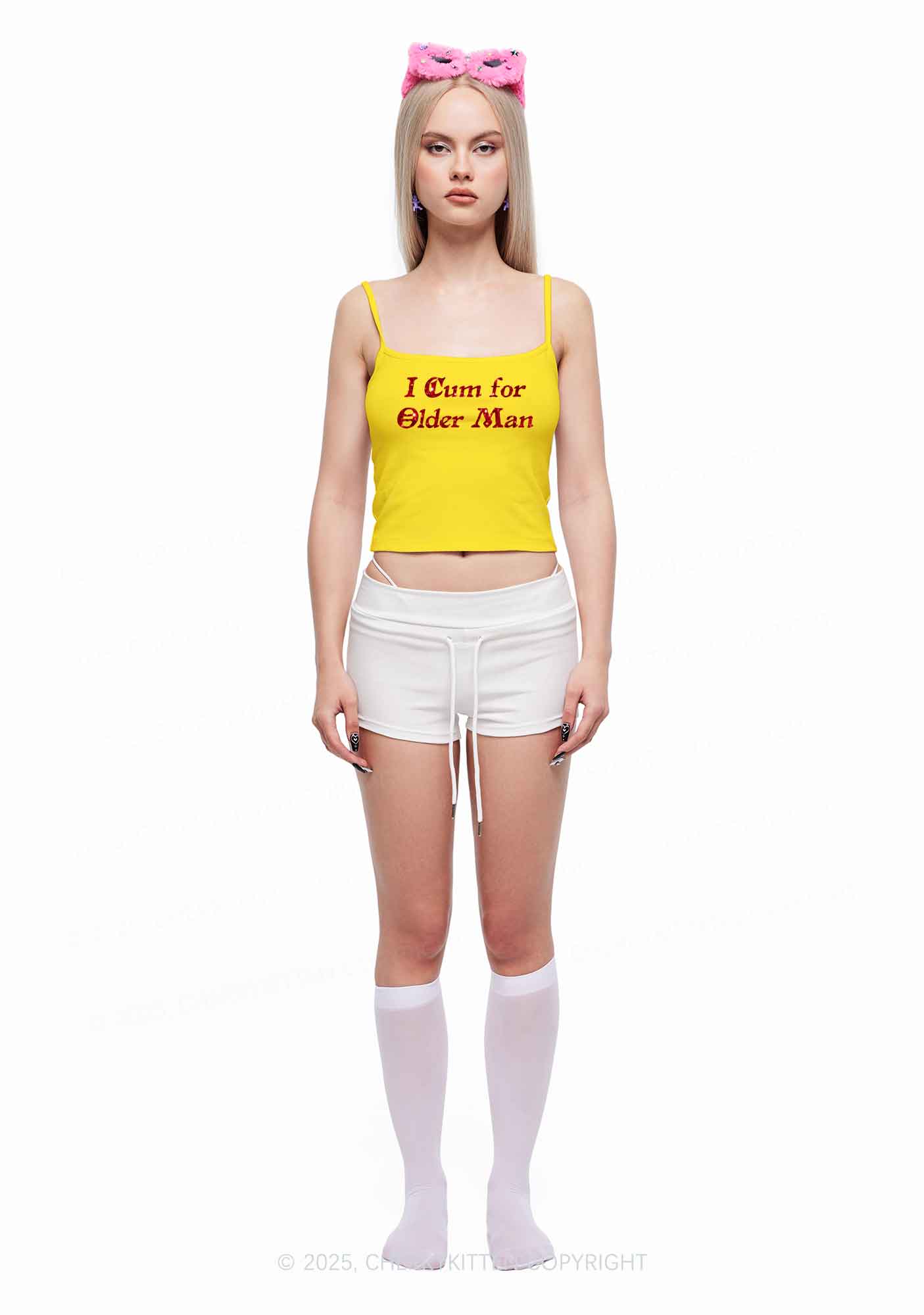 Glitter Come For Older Men Y2K Spaghetti Strap Cami Cherrykitten