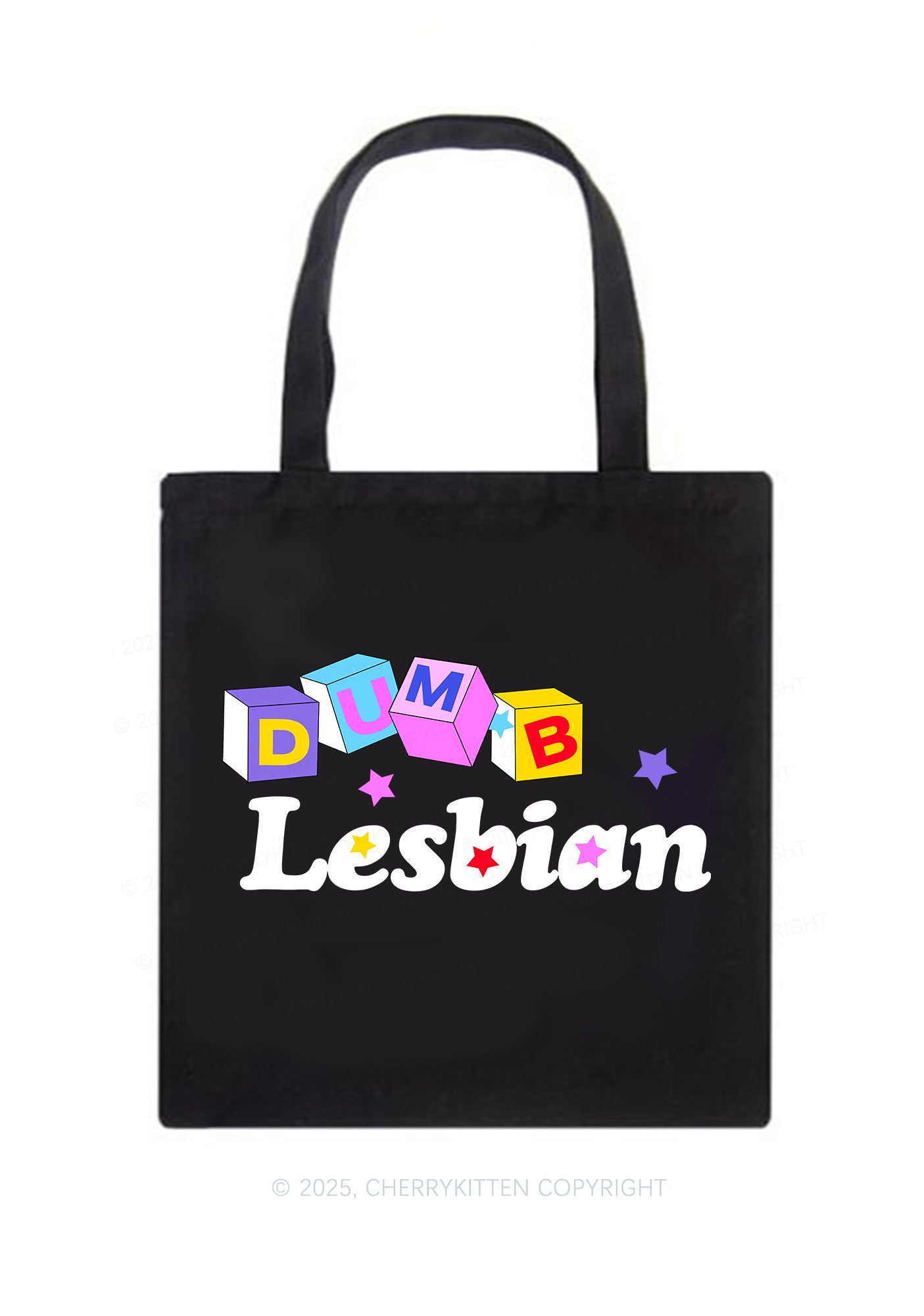 Dumb Lesbian Pride Y2K Canvas Tote Bag Cherrykitten
