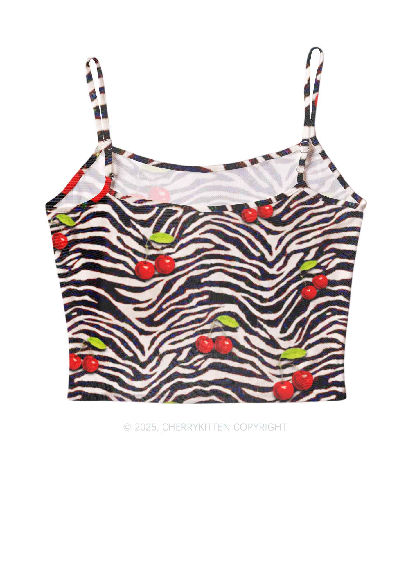 Zebra Cherry Y2K Mesh Cami Tank Cherrykitten