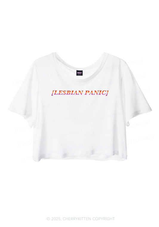 Lesbian Panic Pride Y2K Sheer Crop Tee Cherrykitten