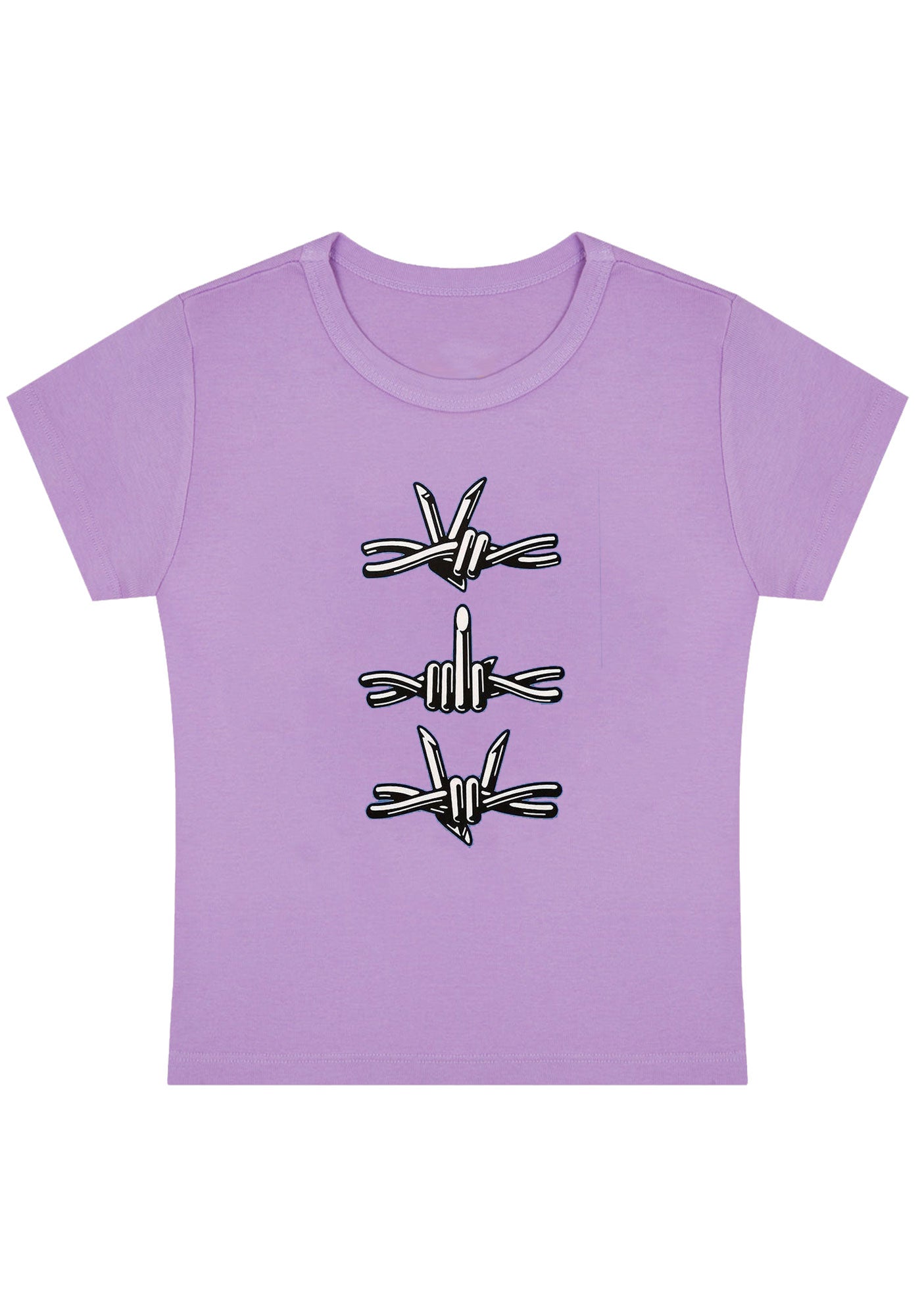 Curvy Iron Wire Hand Gesture Baby Tee