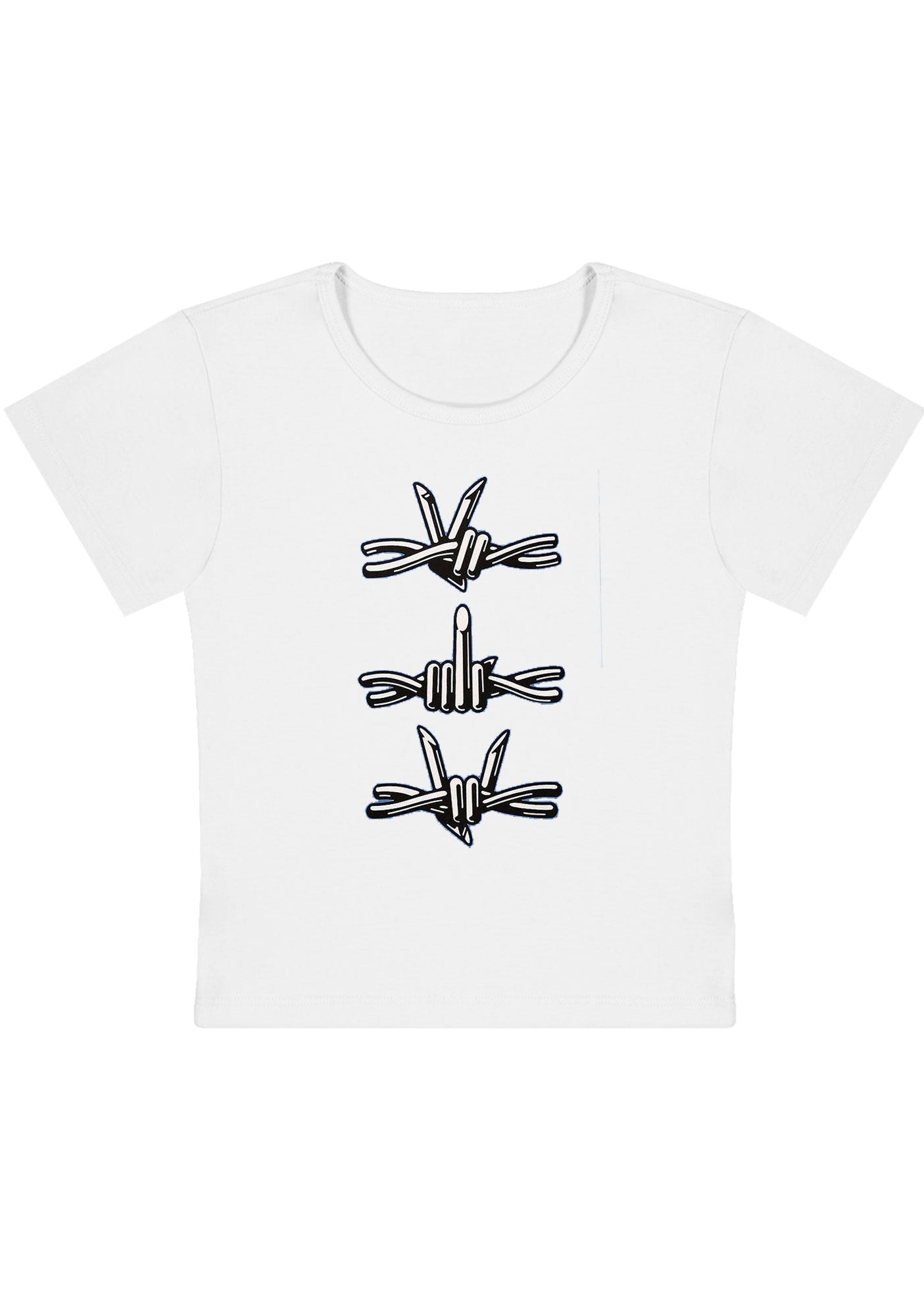 Curvy Iron Wire Hand Gesture Baby Tee
