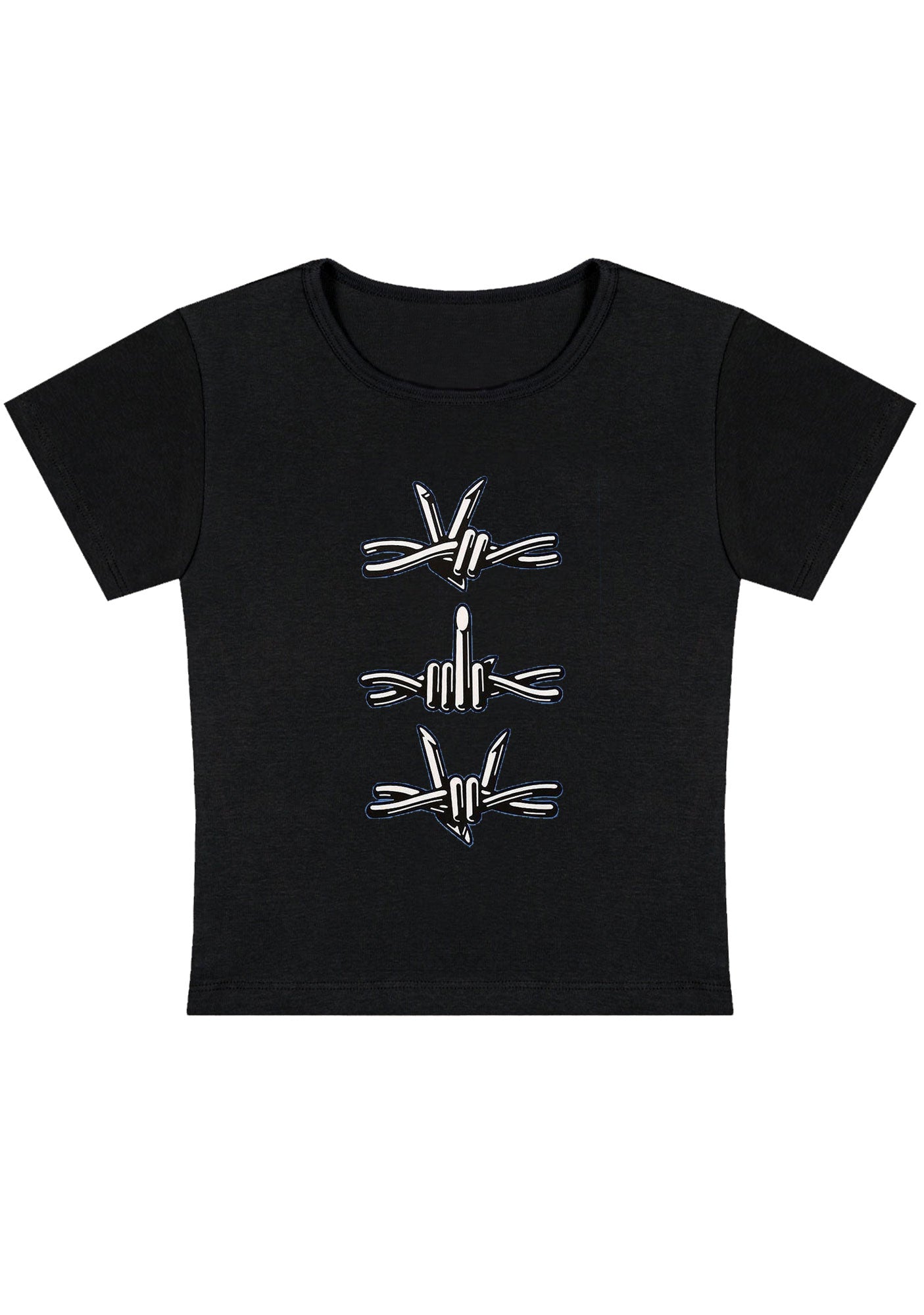 Curvy Iron Wire Hand Gesture Baby Tee