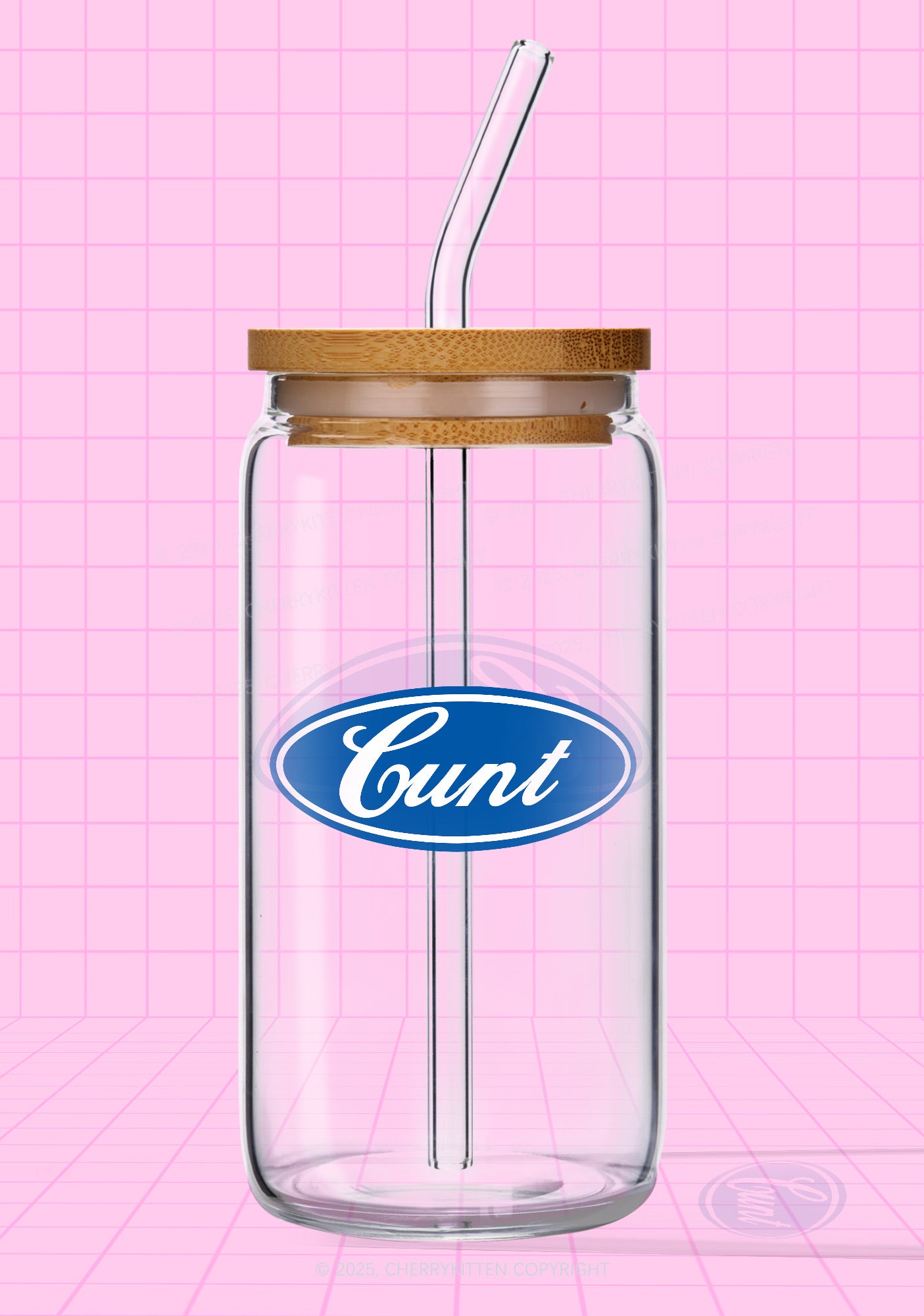 Oval Cxxt Y2K Printed Glass Cup Cherrykitten