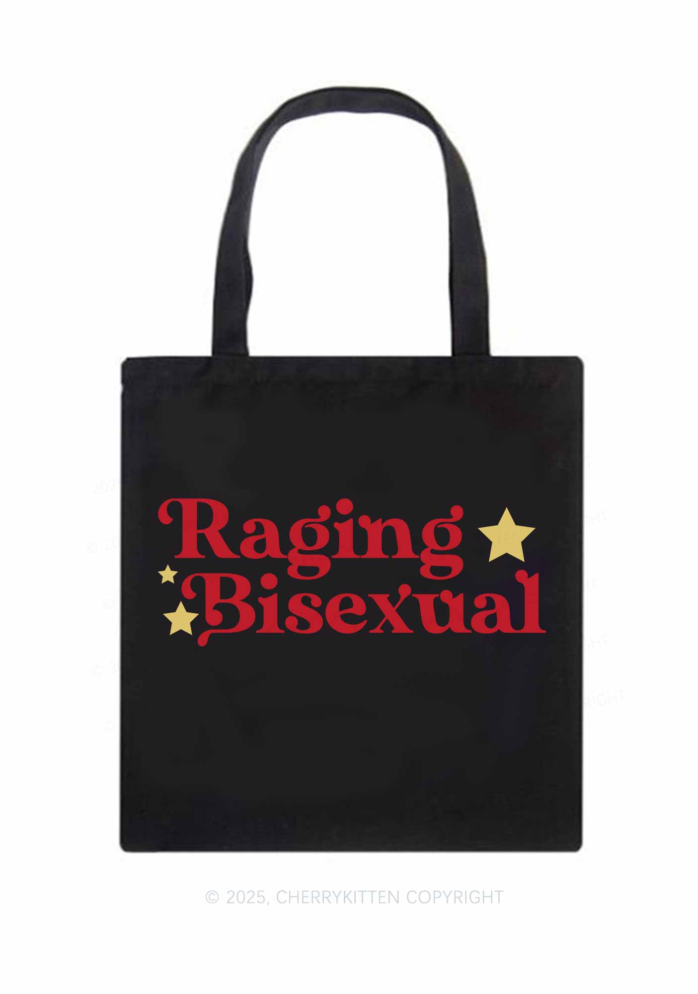 Raging Bisexual Stars Pride Y2K Canvas Tote Bag Cherrykitten