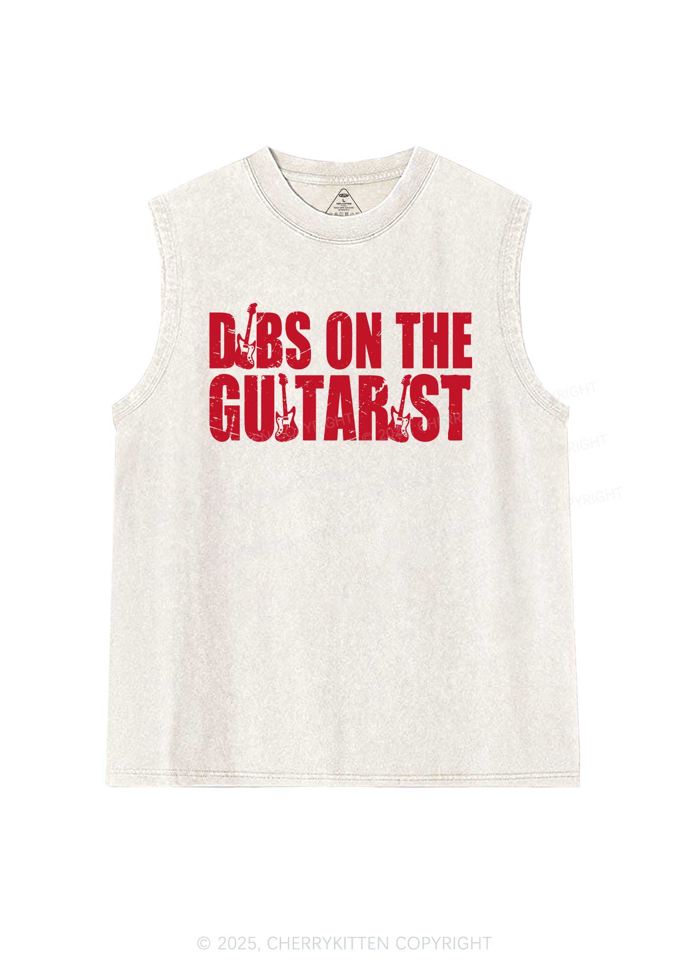 Dibs On The Guitarist Y2K Washed Muscle Tank Cherrykitten