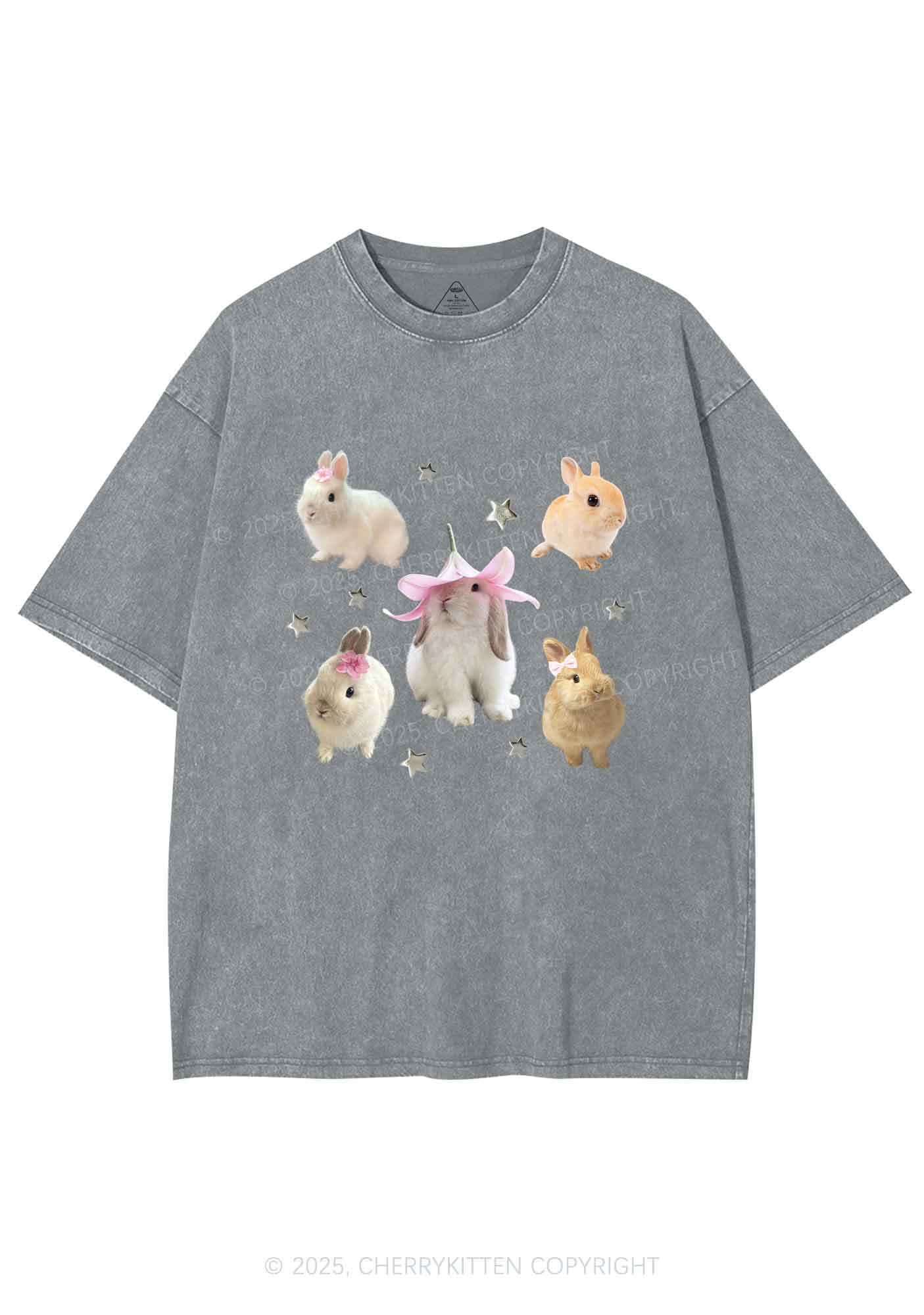 Lovely Rabbits Y2K Shirts Washed Tee Cherrykitten