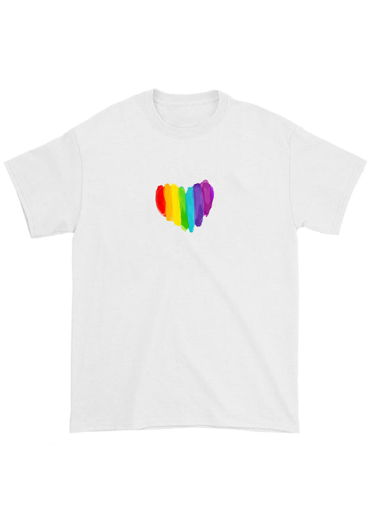 Rainbow Color Heart Shape Chunky Shirt