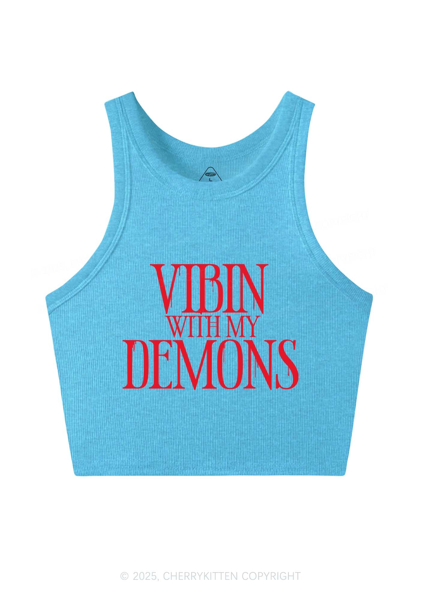 Halloween Vibin With My Demons Y2K Crop Tank Top Cherrykitten