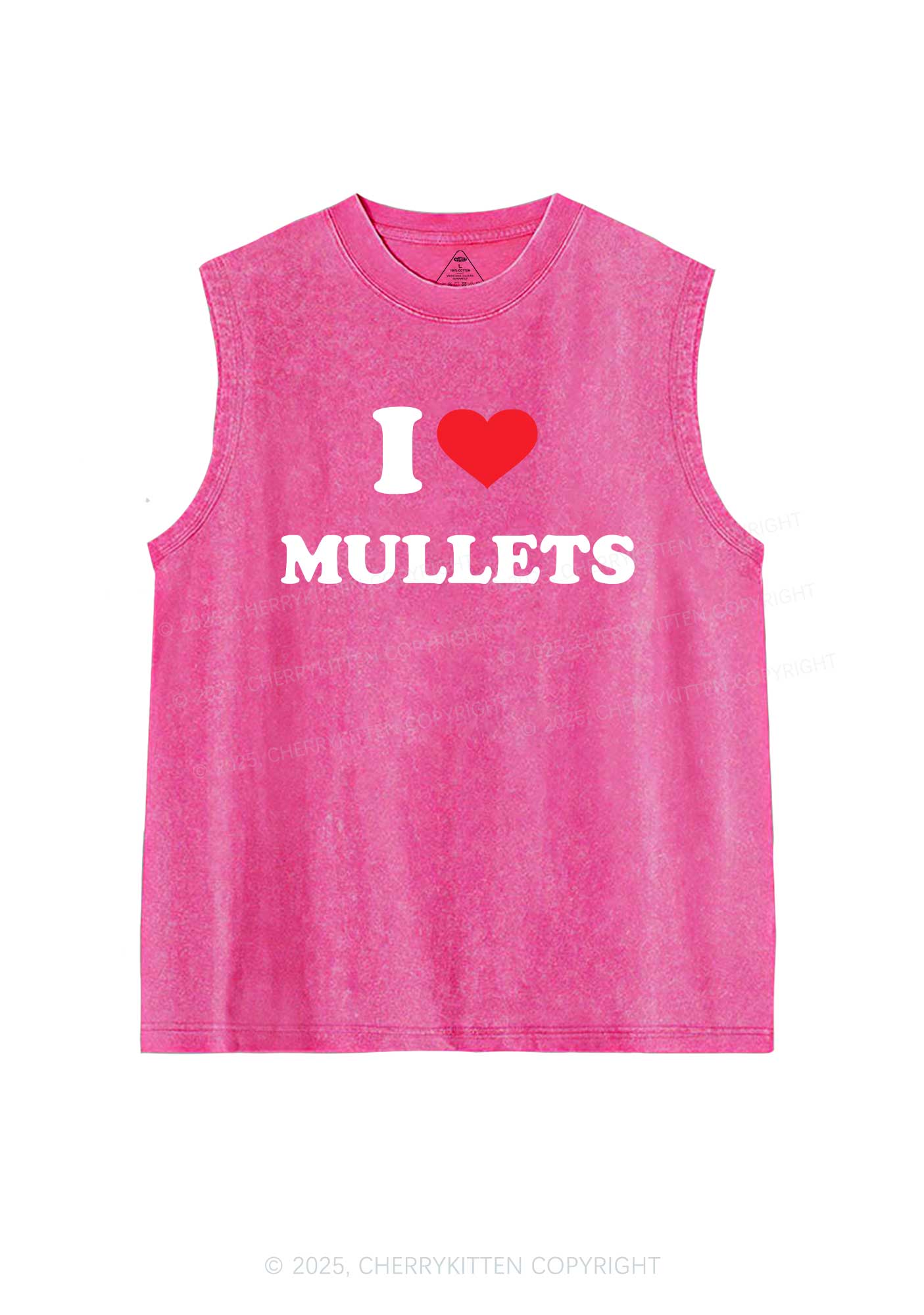 I Love Mullets Y2K Washed Muscle Tank Cherrykitten