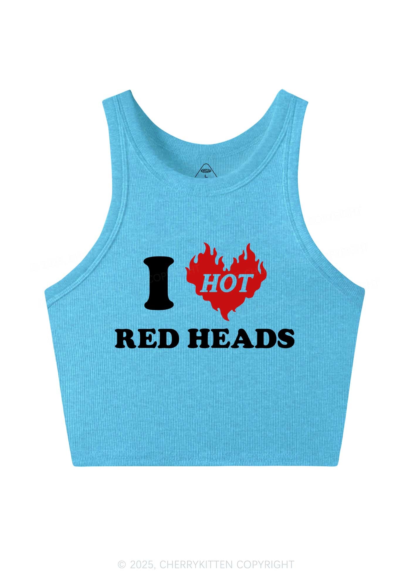I Love Hot Red Heads Y2K Crop Tank Top Cherrykitten