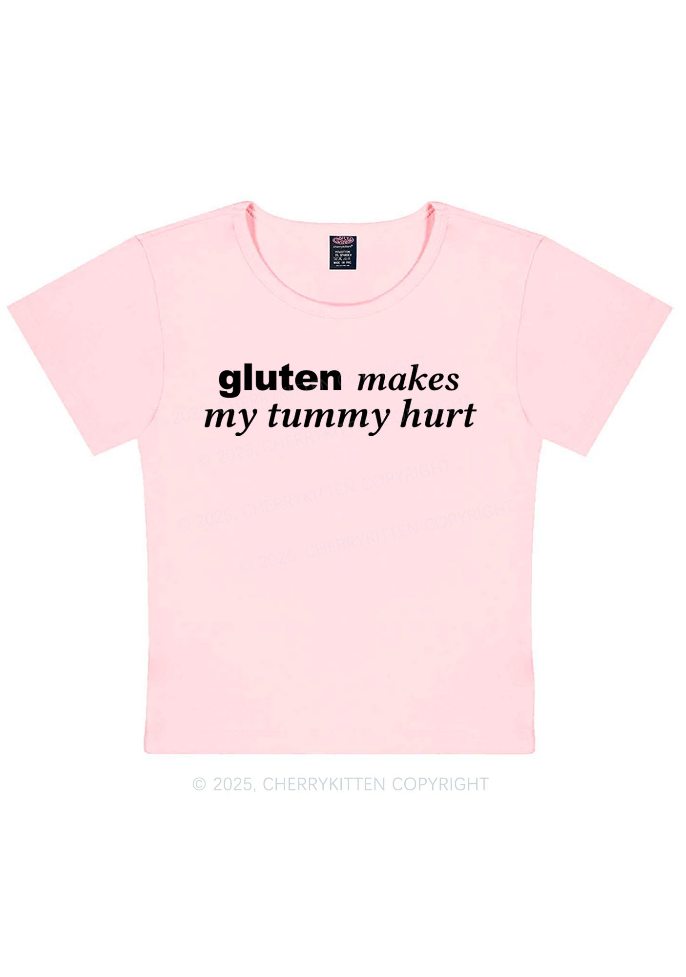 Gluten Makes Tummy Hurt Y2K Baby Tee Cherrykitten