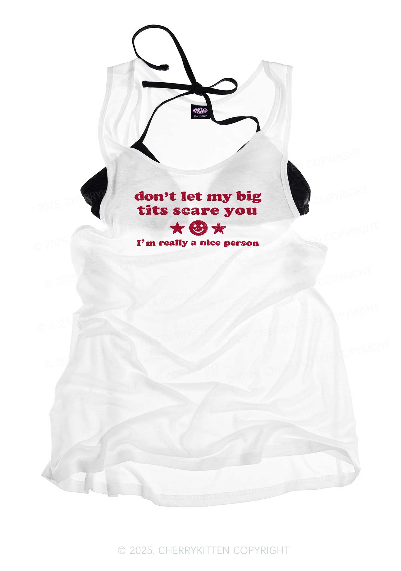 Don't Let My Big Txts Scare You Y2K Sheer Boyfriend Tank Cherrykitten
