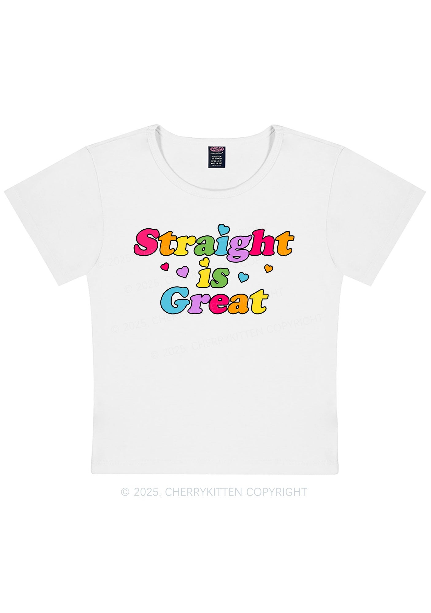 Straight Is Great Pride Y2K Baby Tee Cherrykitten