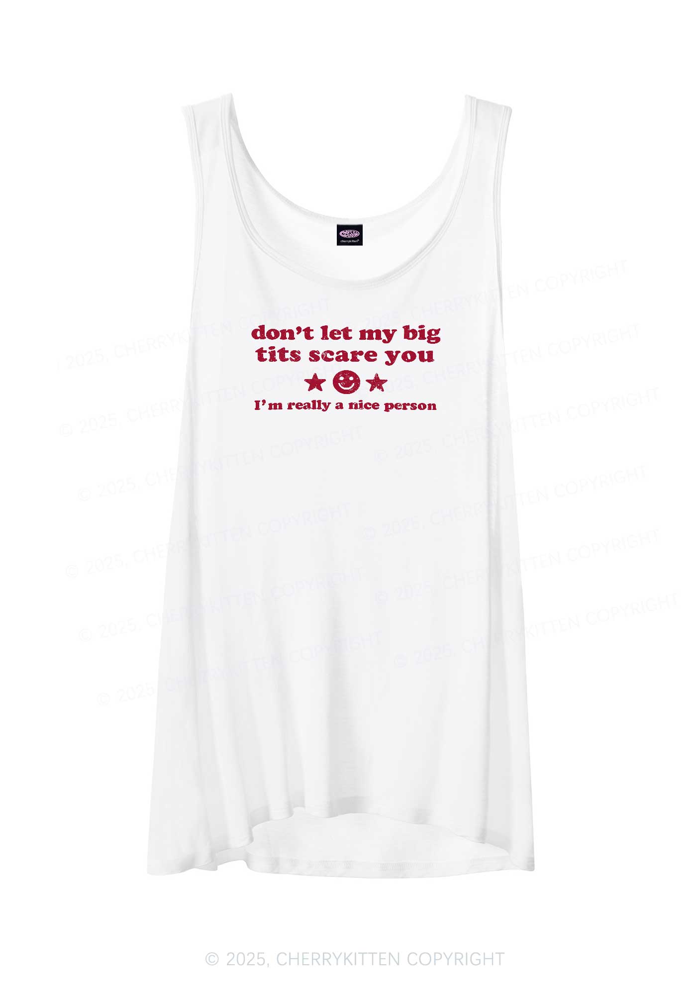 Don't Let My Big Txts Scare You Y2K Sheer Boyfriend Tank Cherrykitten