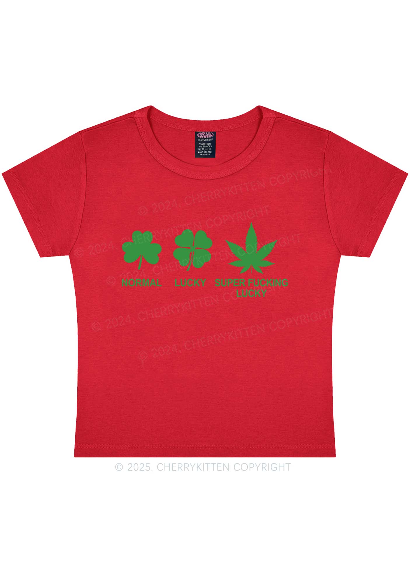 Super Fxxking Lucky St Patricks Y2K Baby Tee Cherrykitten