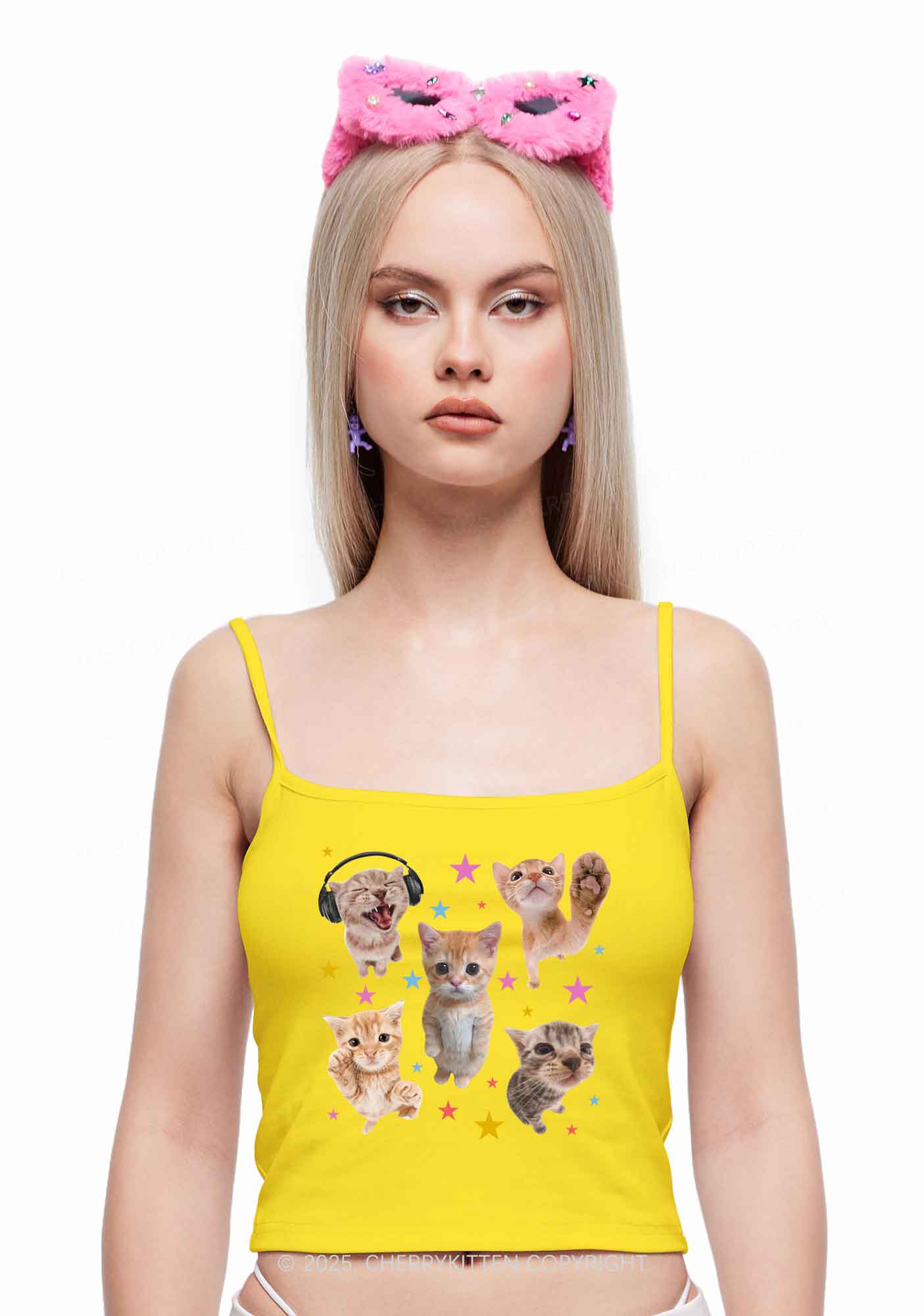 Adorable Cats Y2K Spaghetti Strap Cami Cherrykitten