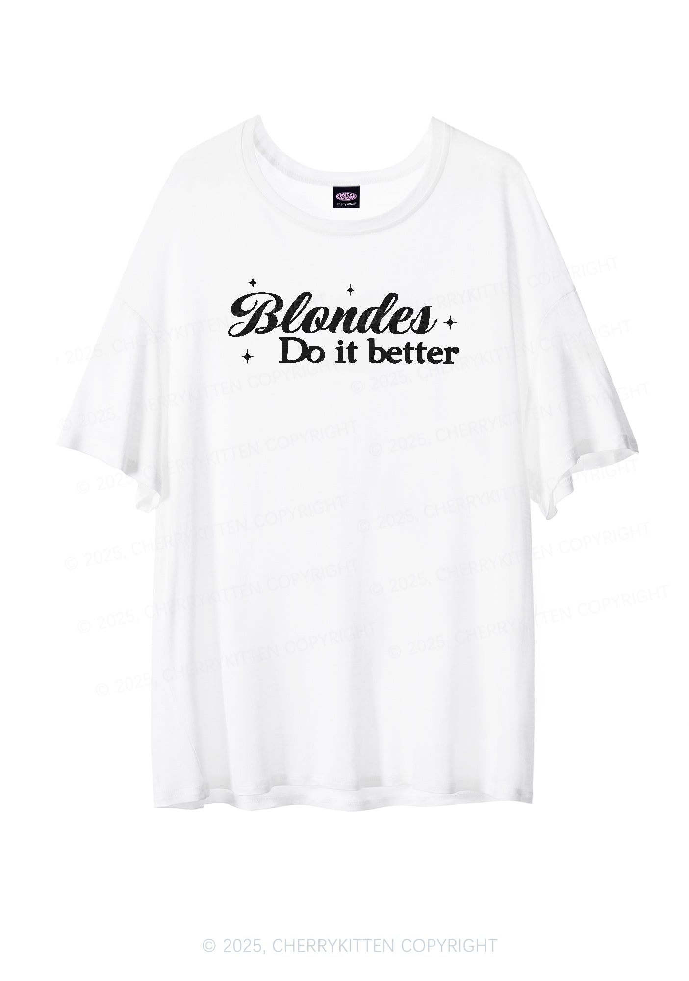 Blondes Do It Better Y2K Sheer Boyfriend Tee Cherrykitten