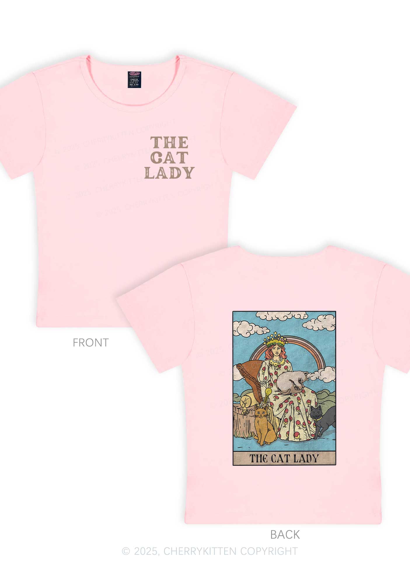 The Cat Lady Two Sides Y2K Baby Tee Cherrykitten