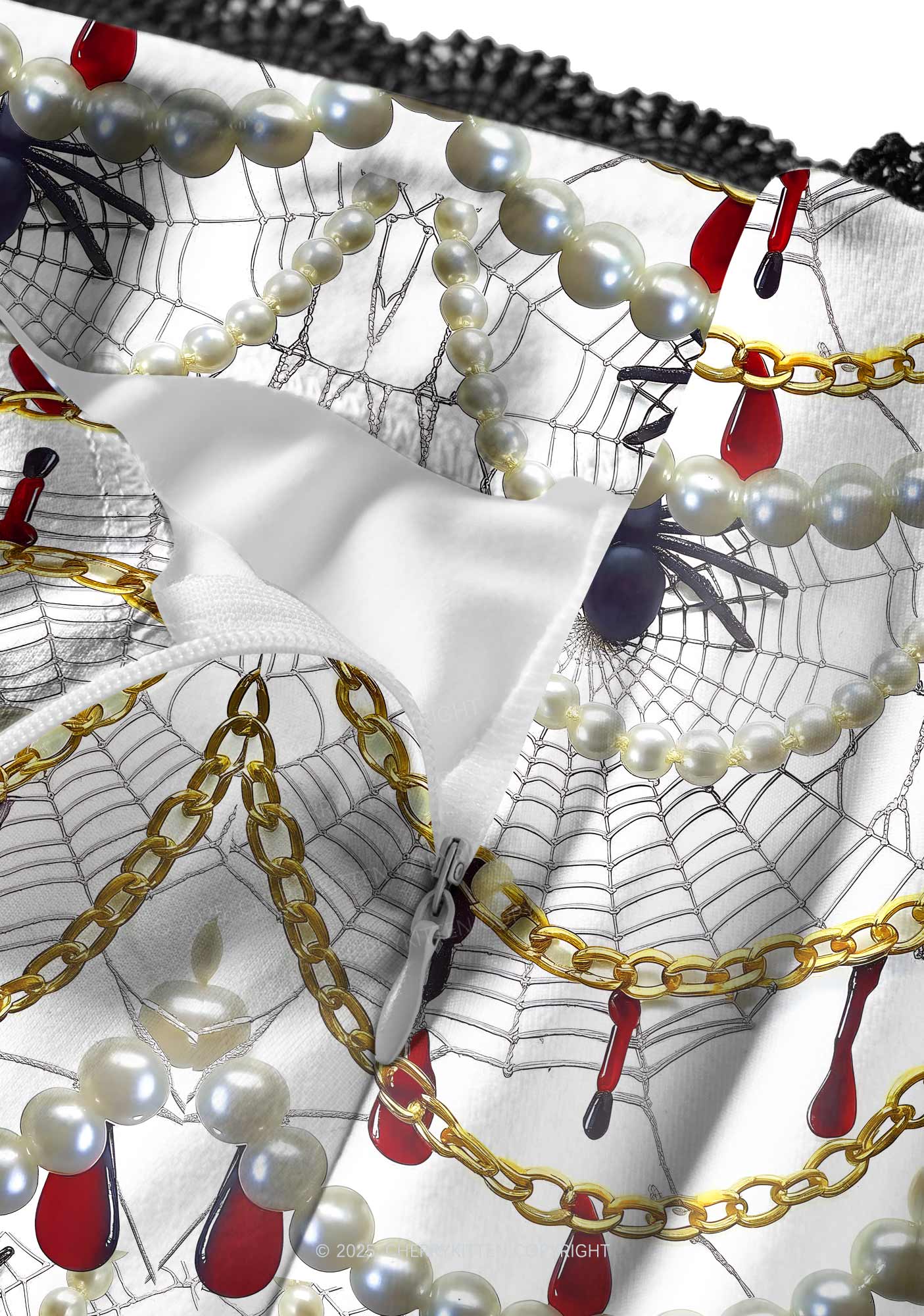 Jewelry Spider Web Y2K Print Midi Skirt Cherrykitten