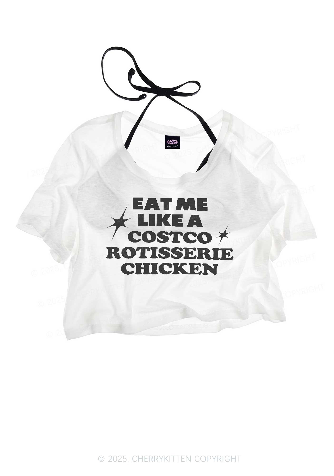 Eat Me Like Chicken Y2K Sheer Crop Tee Cherrykitten