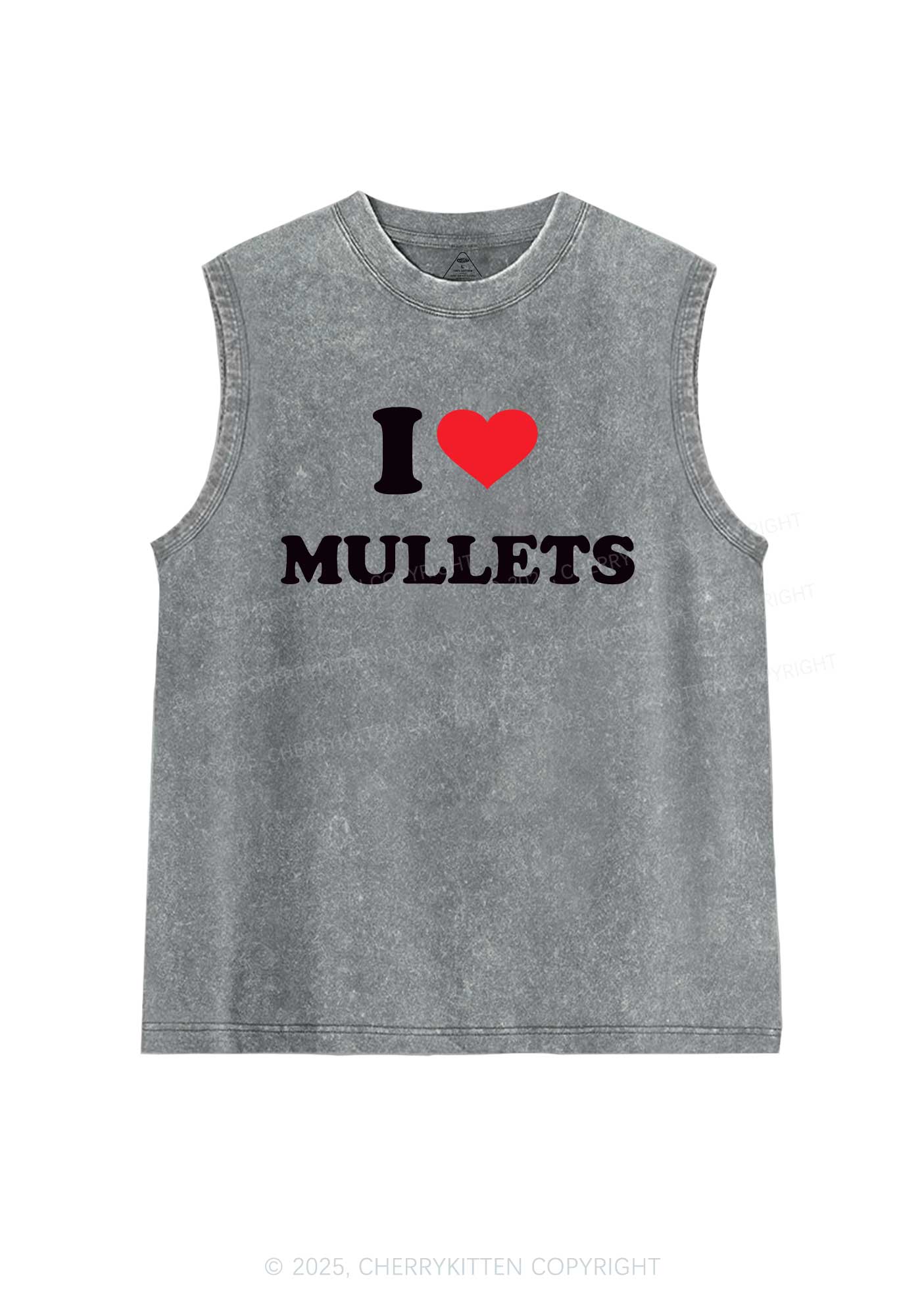 I Love Mullets Y2K Washed Muscle Tank Cherrykitten