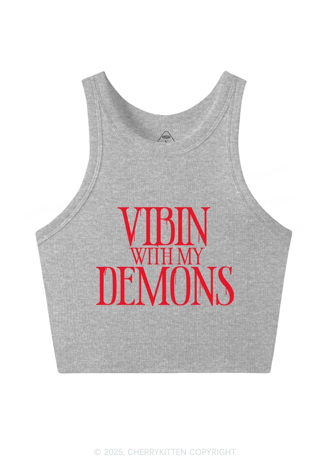 Halloween Vibin With My Demons Y2K Crop Tank Top Cherrykitten