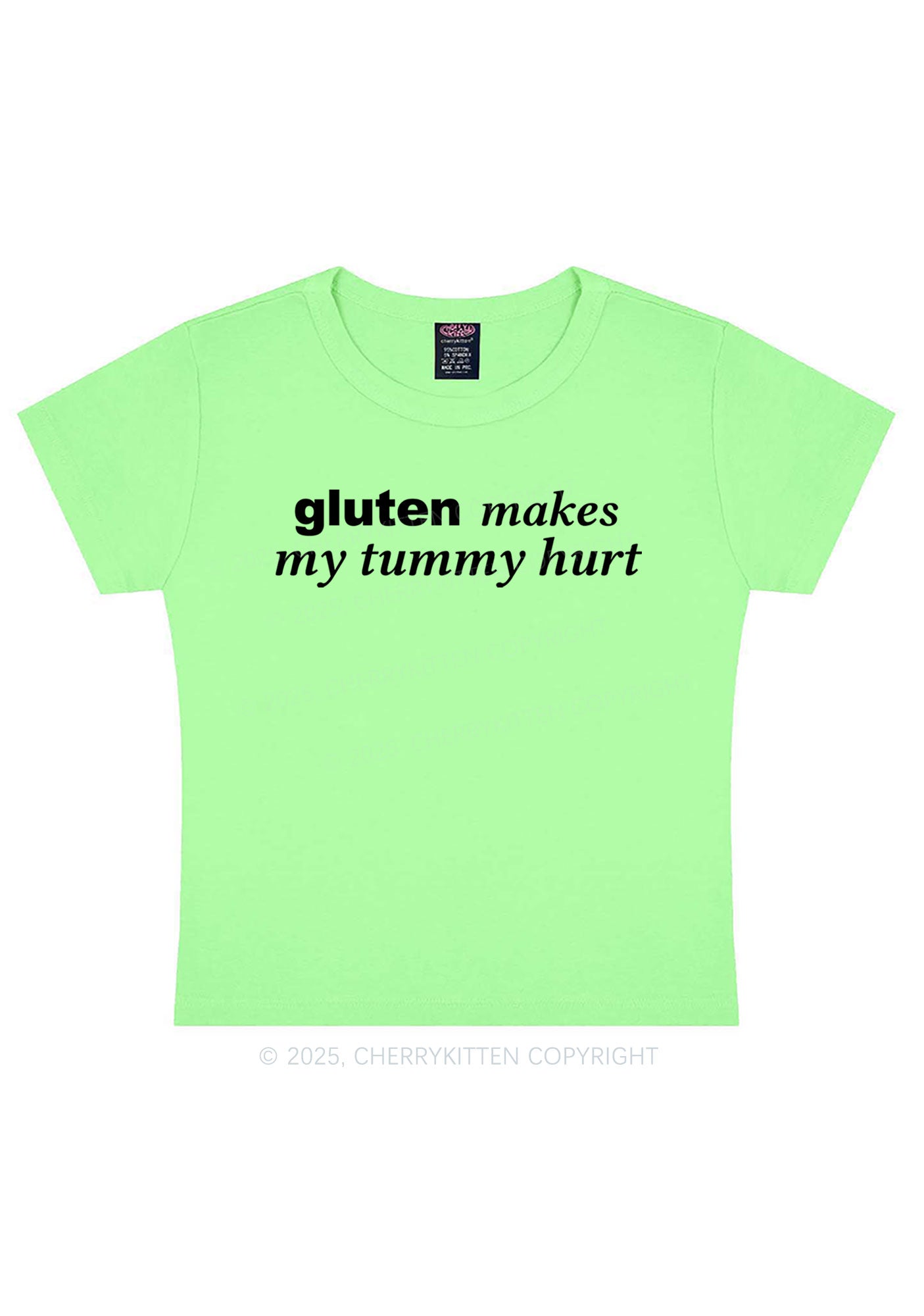 Gluten Makes Tummy Hurt Y2K Baby Tee Cherrykitten