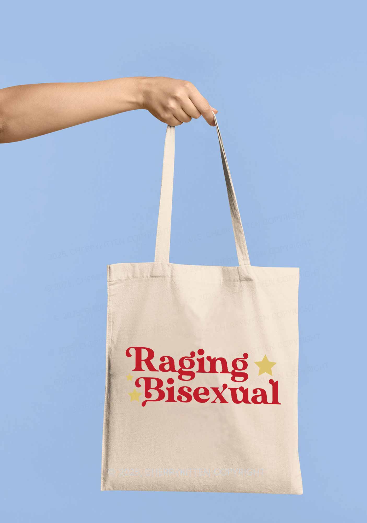 Raging Bisexual Stars Pride Y2K Canvas Tote Bag Cherrykitten
